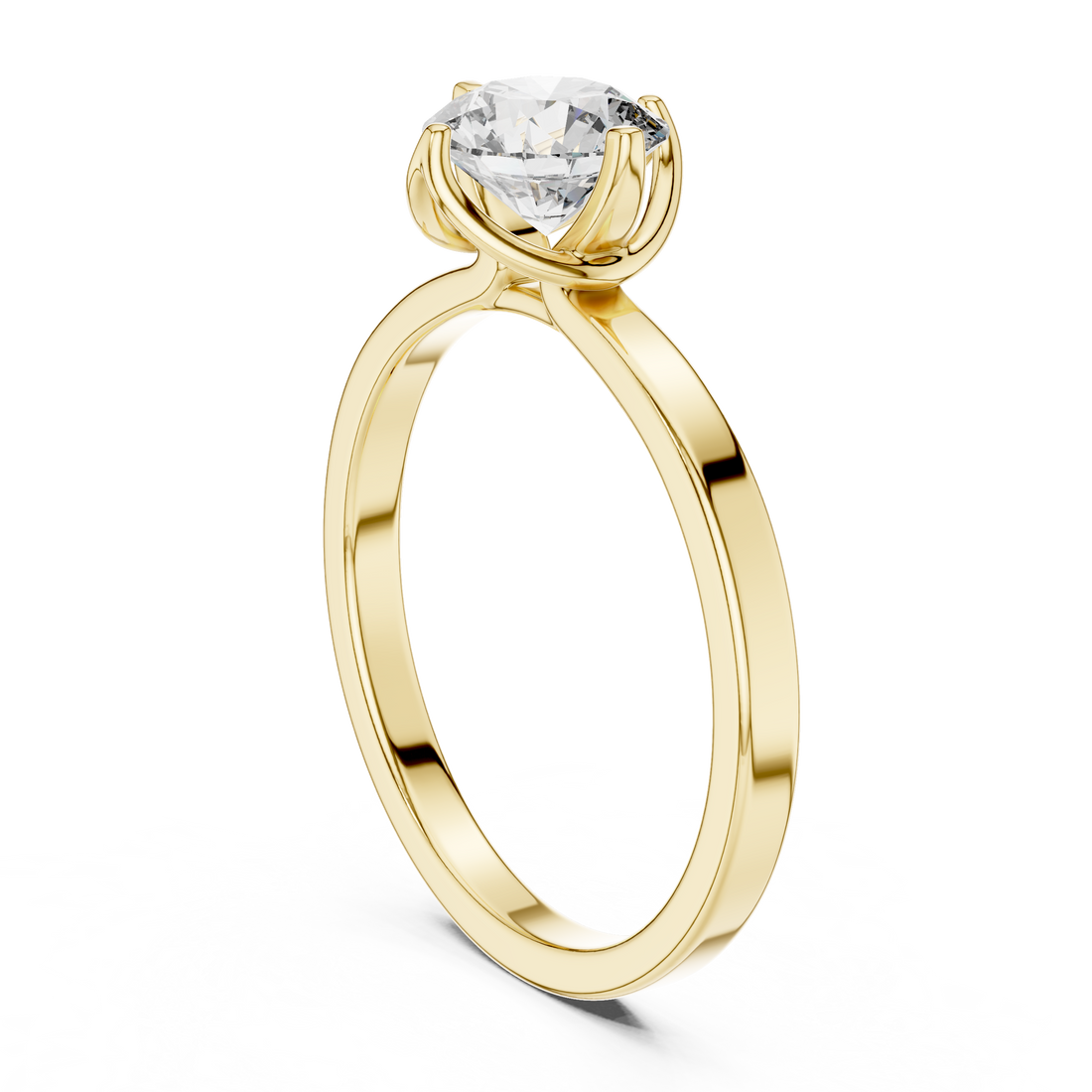 Classic Tapered-Band 1.00 Carat Round Solitaire Diamond Ring