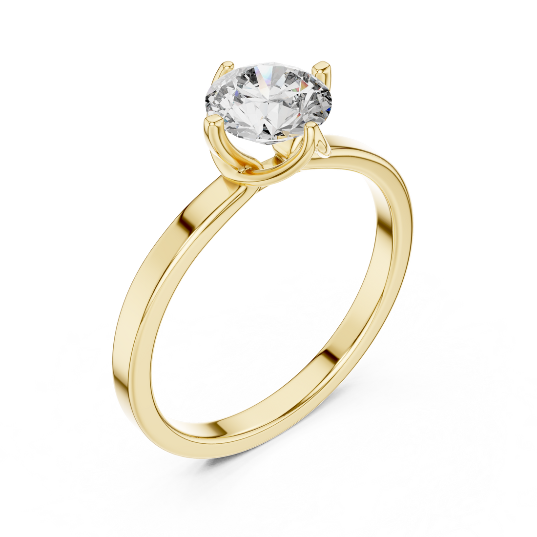 Classic Tapered-Band 1.00 Carat Round Solitaire Diamond Ring
