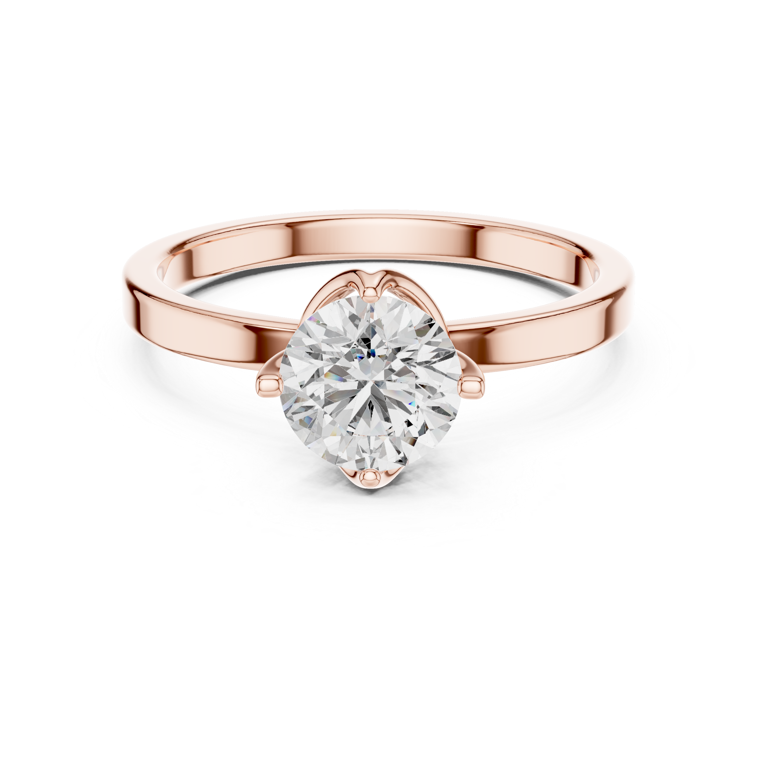 Classic Tapered-Band 1.00 Carat Round Solitaire Diamond Ring