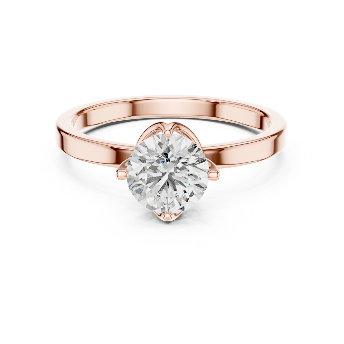 Classic Tapered-Band 1.00 Carat Round Solitaire Diamond Ring