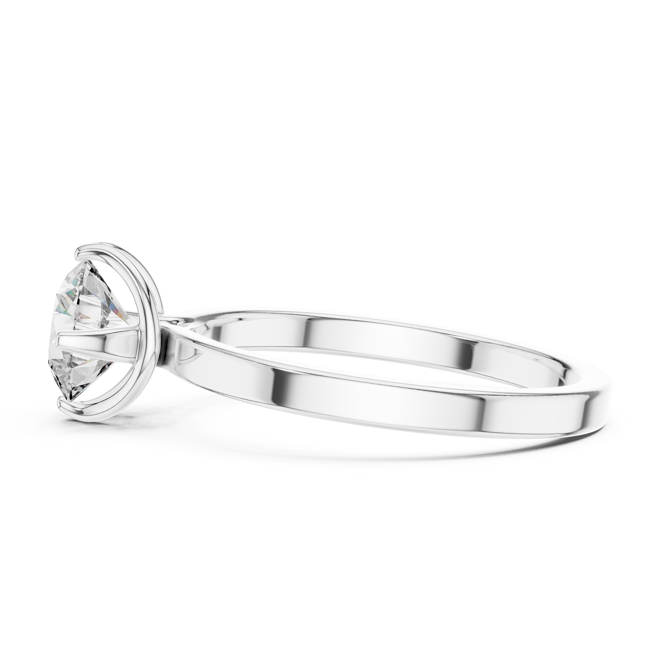Classic Tapered-Band 1.00 Carat Round Solitaire Diamond Ring