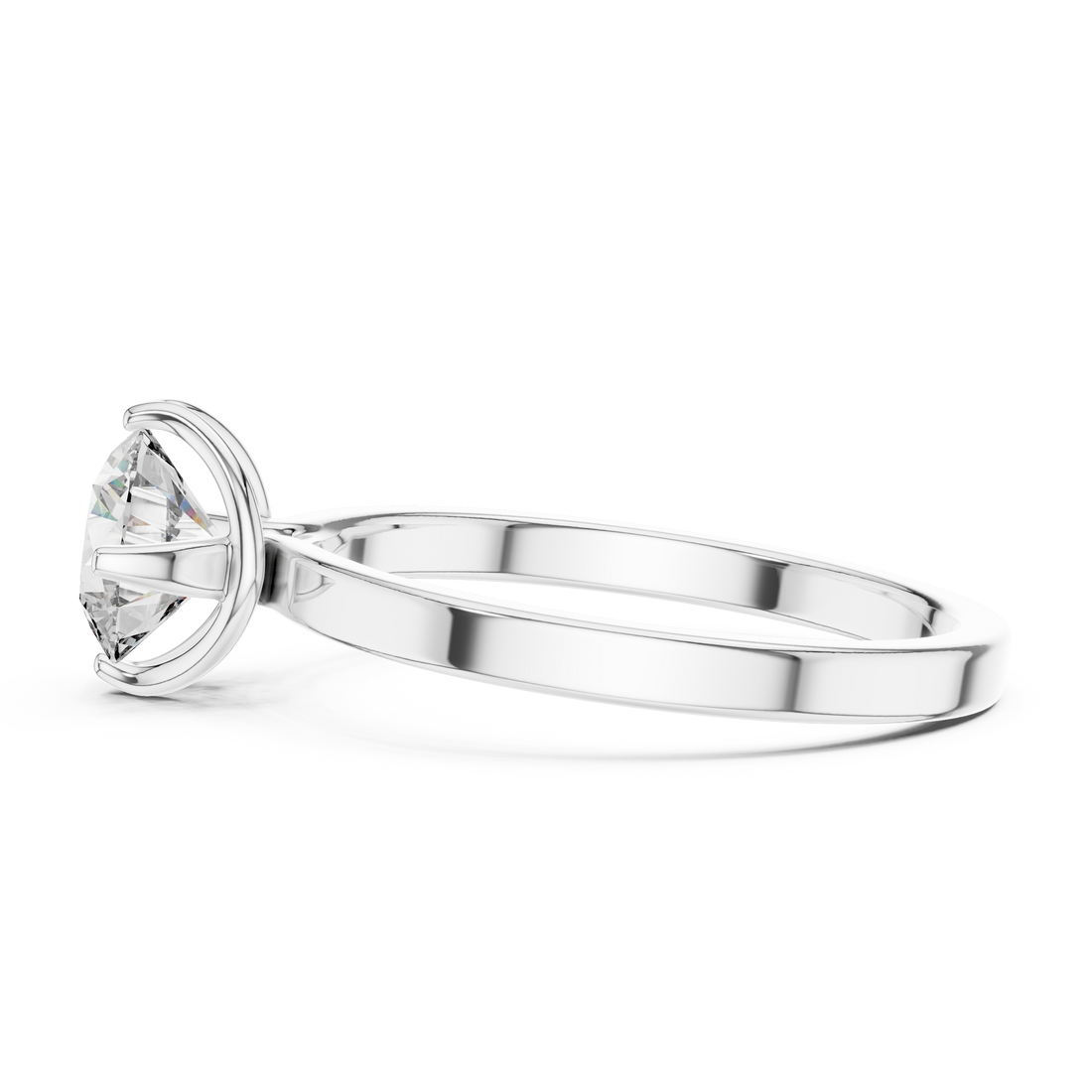 Classic Tapered-Band 1.00 Carat Round Solitaire Diamond Ring