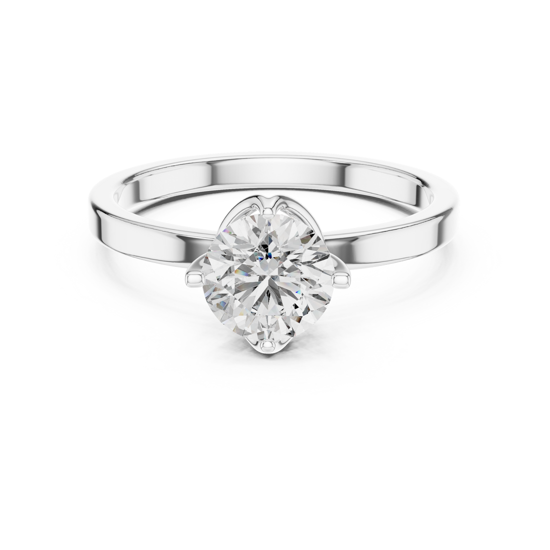 Classic Tapered-Band 1.00 Carat Round Solitaire Diamond Ring