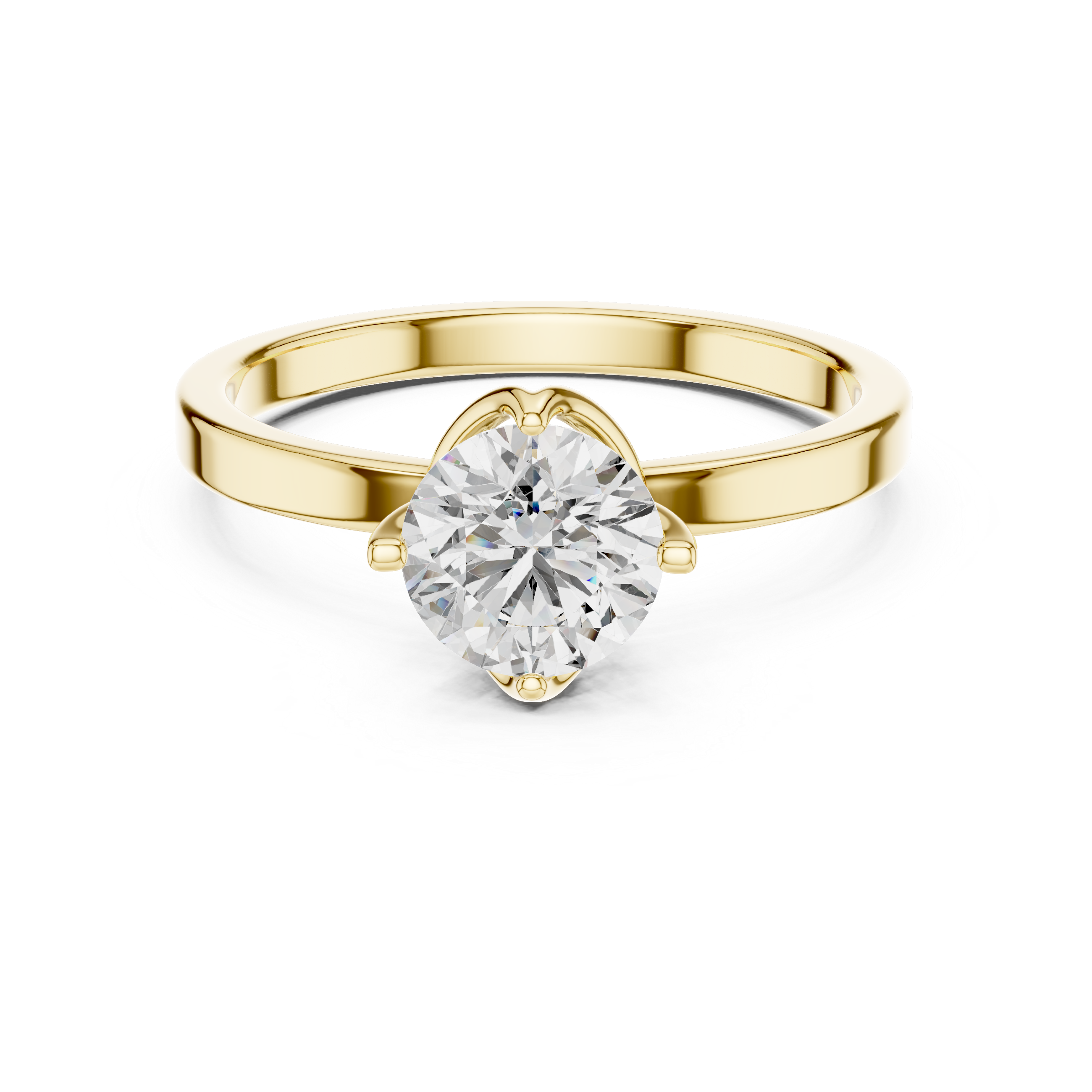 Classic Tapered-Band 1.00 Carat Round Solitaire Diamond Ring