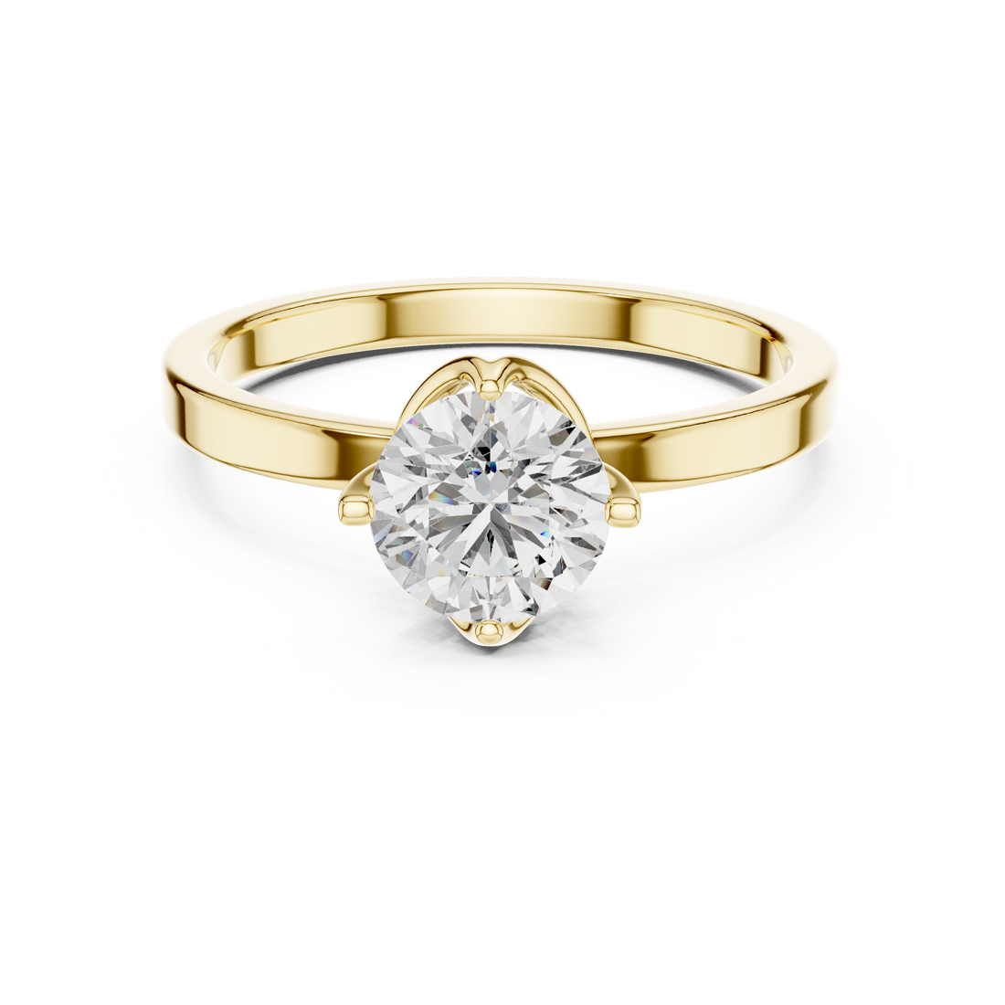 Classic Tapered-Band 1.00 Carat Round Solitaire Diamond Ring