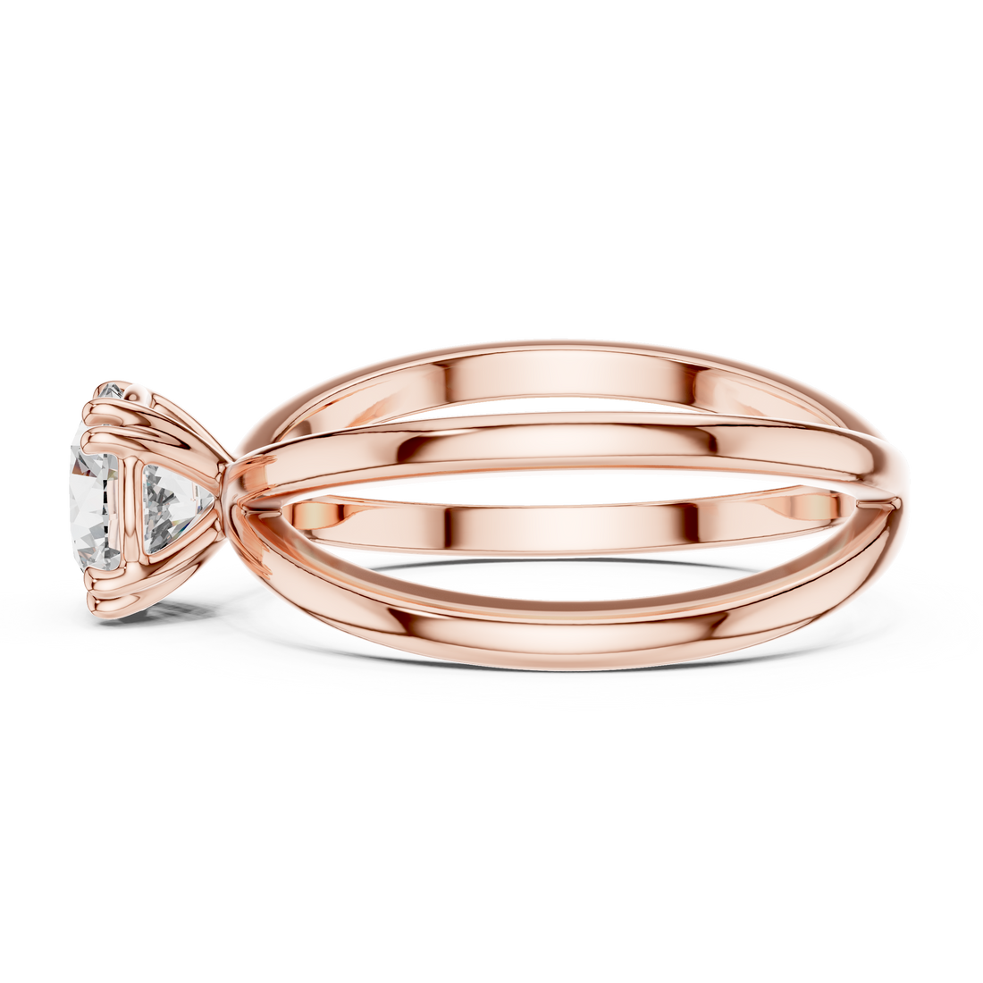 Cross-Over Split Shank 1.00 Carat Round Solitaire Diamond Ring