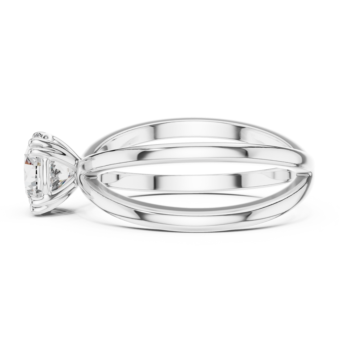 Cross-Over Split Shank 1.00 Carat Round Solitaire Diamond Ring