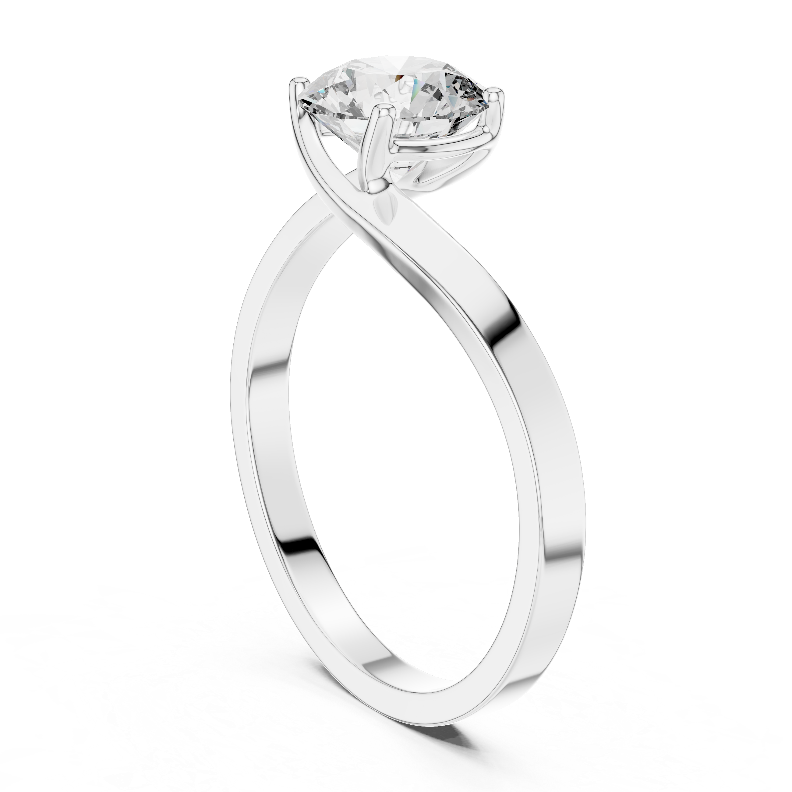 Modern Swirl Bypass 1.00 Carat Round Solitaire Diamond Ring