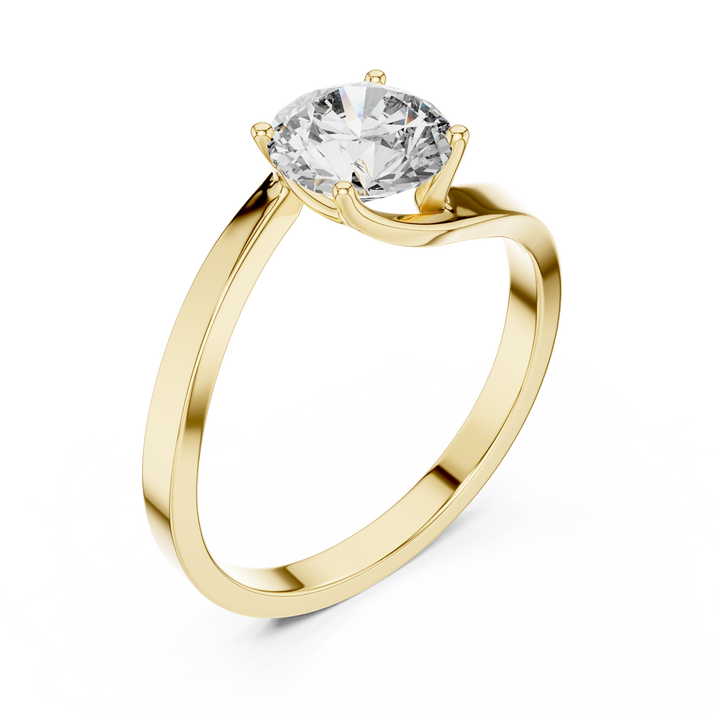 Modern Swirl Bypass 1.00 Carat Round Solitaire Diamond Ring