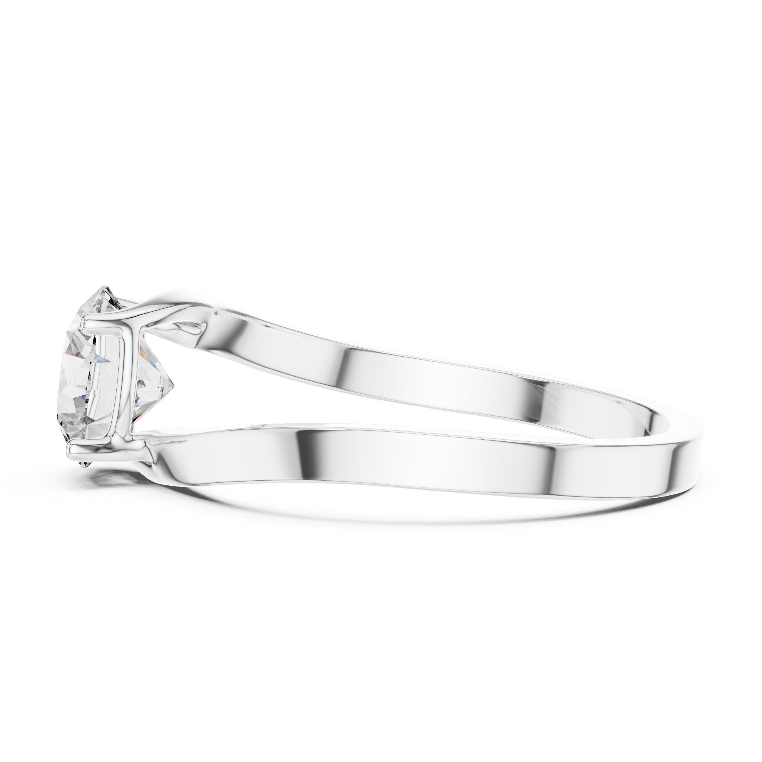 Modern Swirl Bypass 1.00 Carat Round Solitaire Diamond Ring