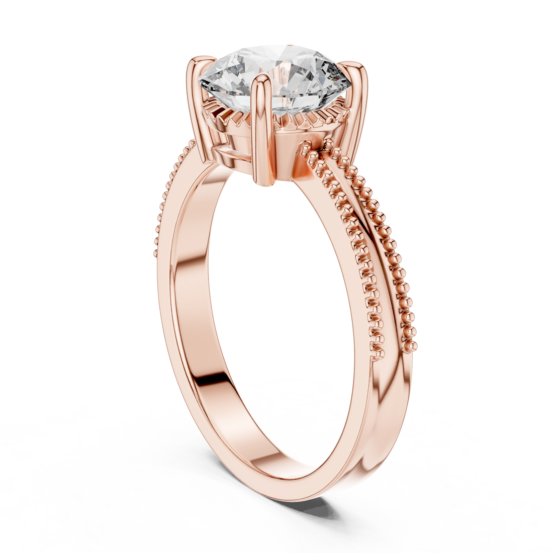 Classic Milgrain Edge 2.05 Carat Round Solitaire Diamond Ring