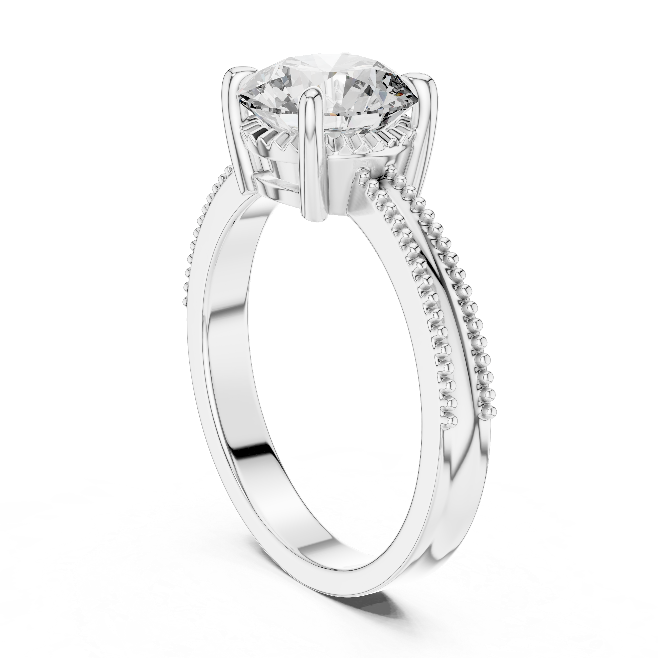 Classic Milgrain Edge 2.05 Carat Round Solitaire Diamond Ring