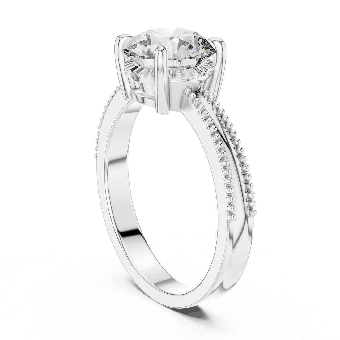 Classic Milgrain Edge 2.05 Carat Round Solitaire Diamond Ring