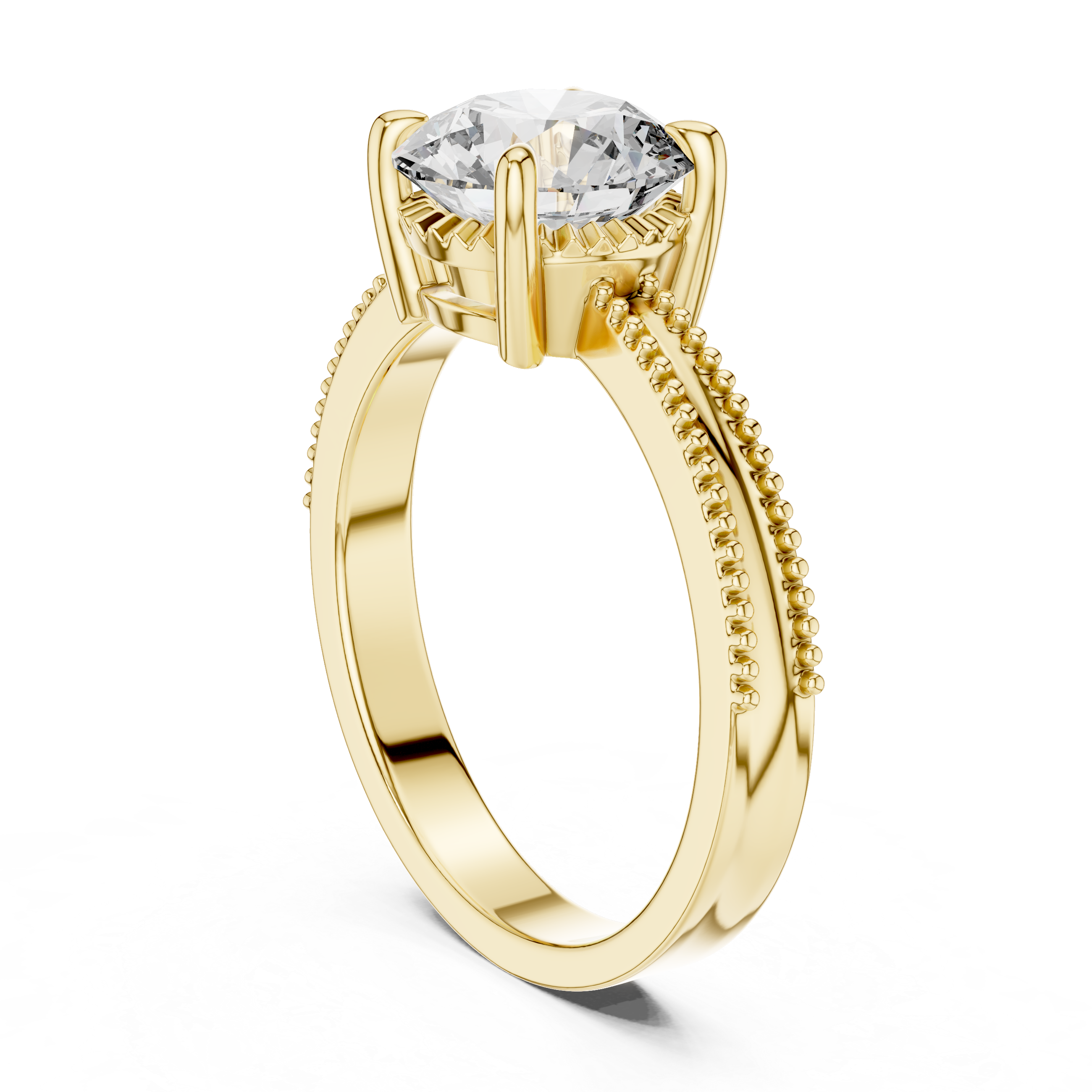 Classic Milgrain Edge 2.05 Carat Round Solitaire Diamond Ring