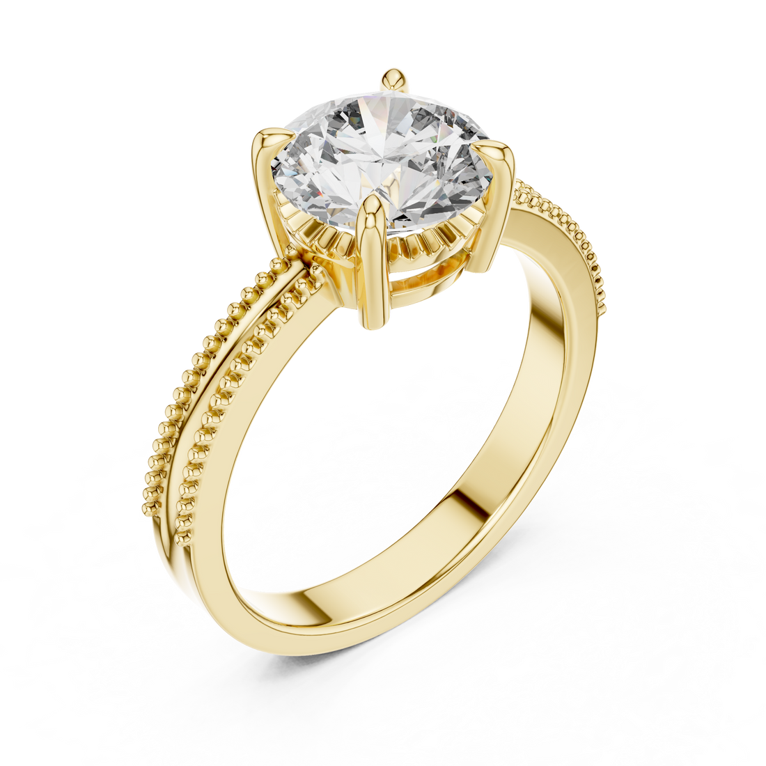 Classic Milgrain Edge 2.05 Carat Round Solitaire Diamond Ring
