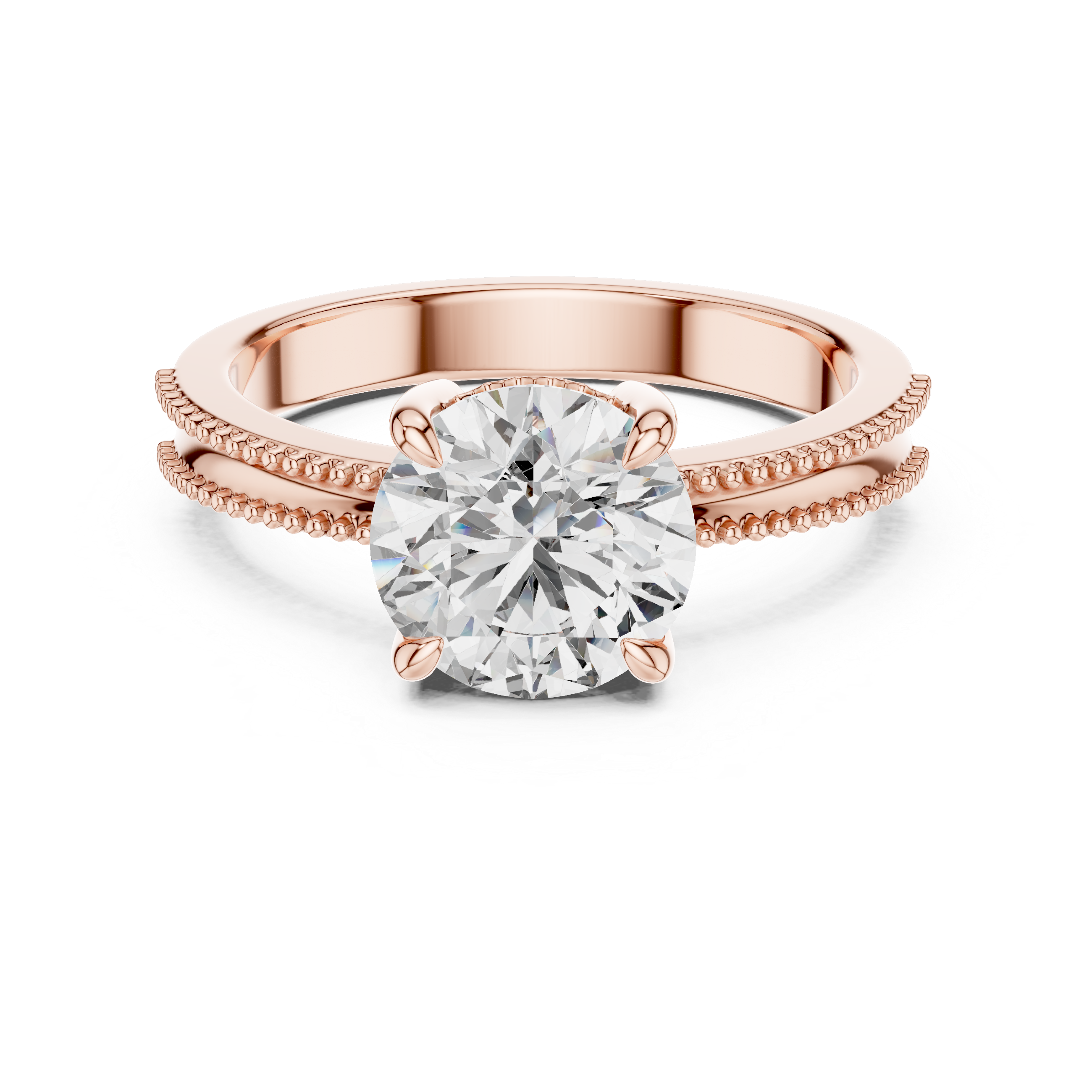 Classic Milgrain Edge 2.05 Carat Round Solitaire Diamond Ring