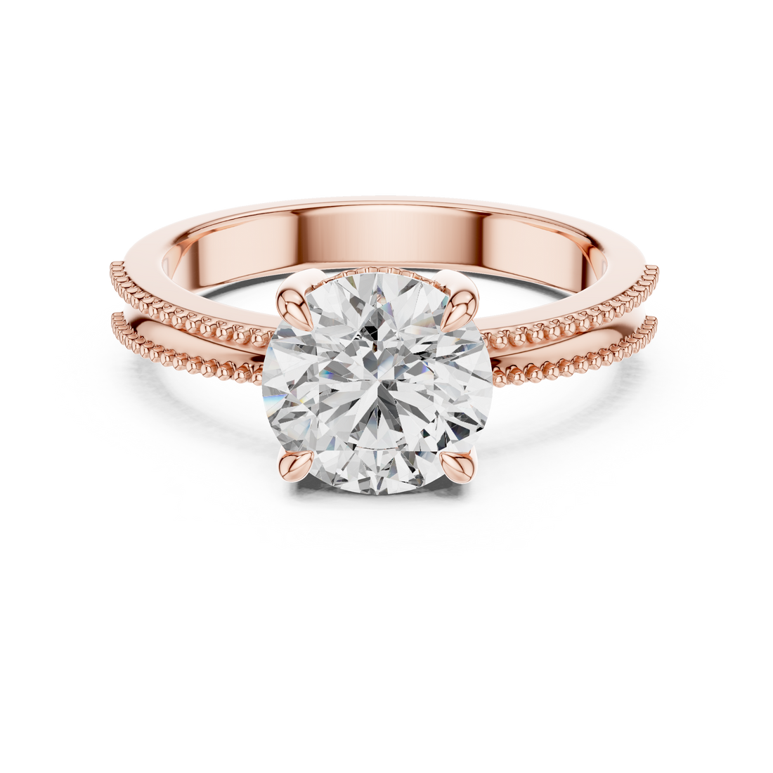 Classic Milgrain Edge 2.05 Carat Round Solitaire Diamond Ring