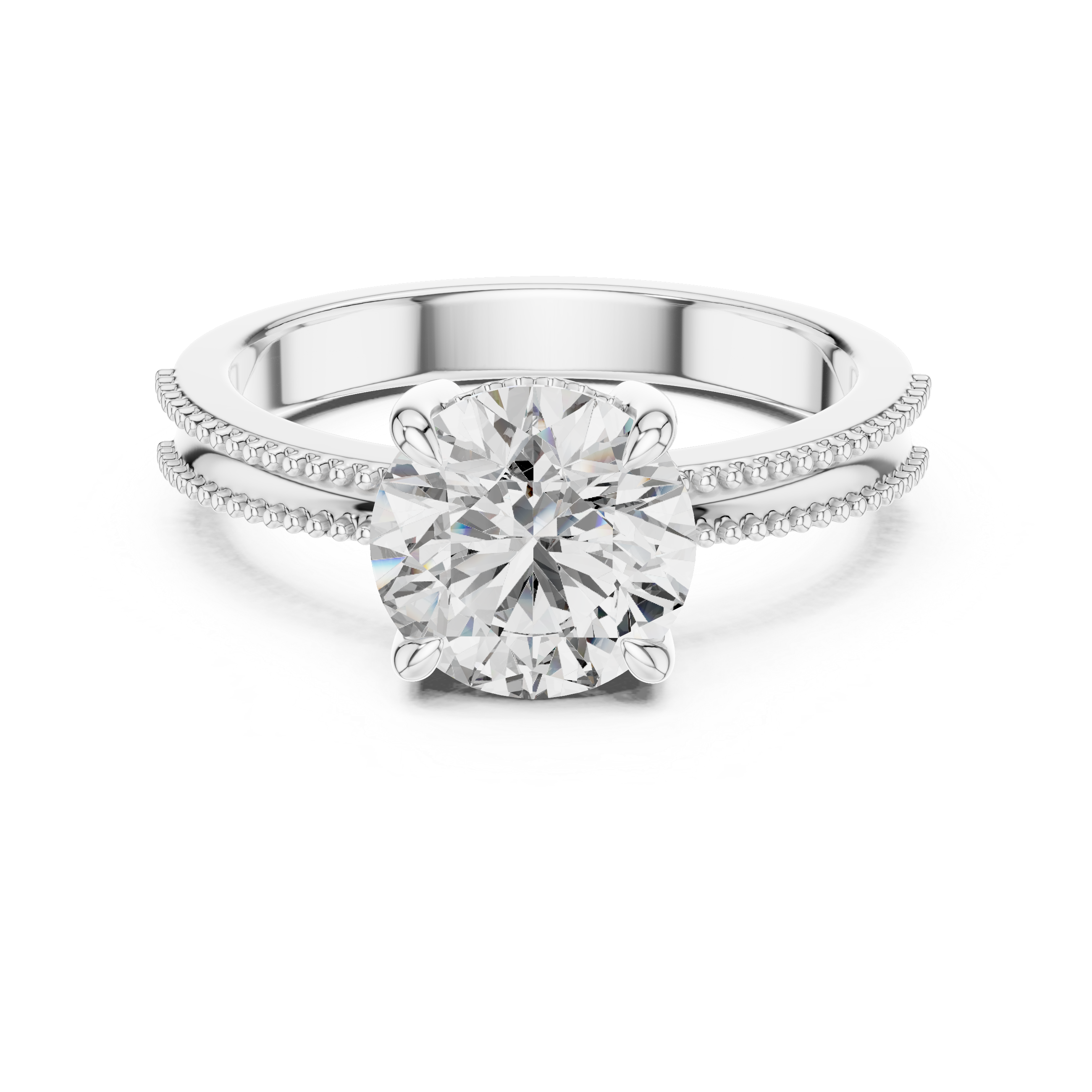 Classic Milgrain Edge 2.05 Carat Round Solitaire Diamond Ring