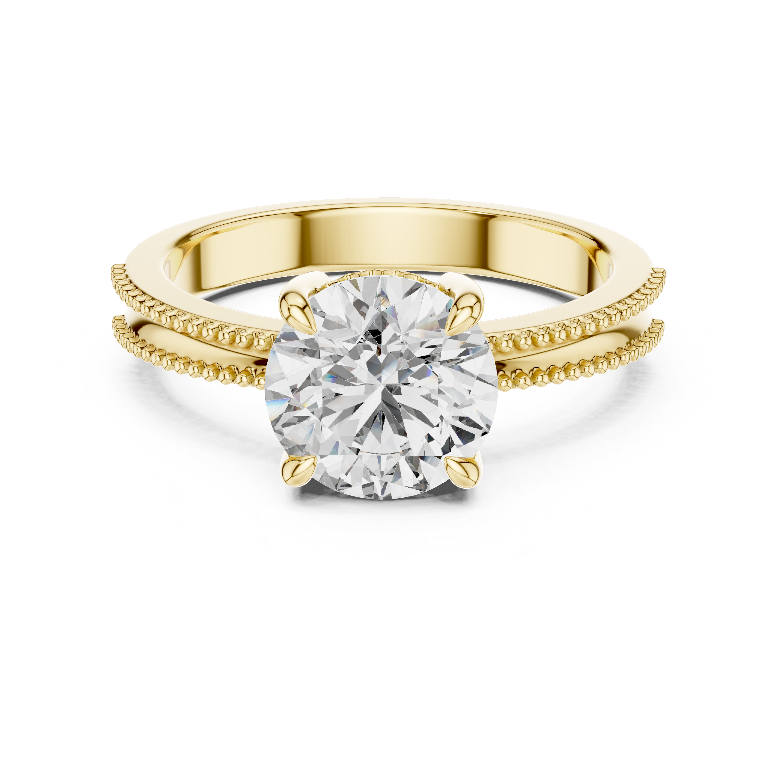 Classic Milgrain Edge 2.05 Carat Round Solitaire Diamond Ring
