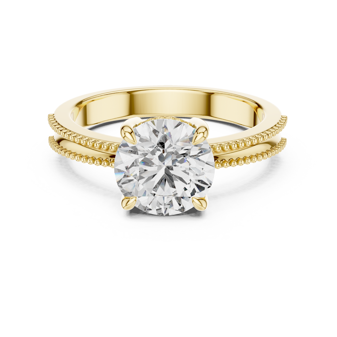 Classic Milgrain Edge 2.05 Carat Round Solitaire Diamond Ring