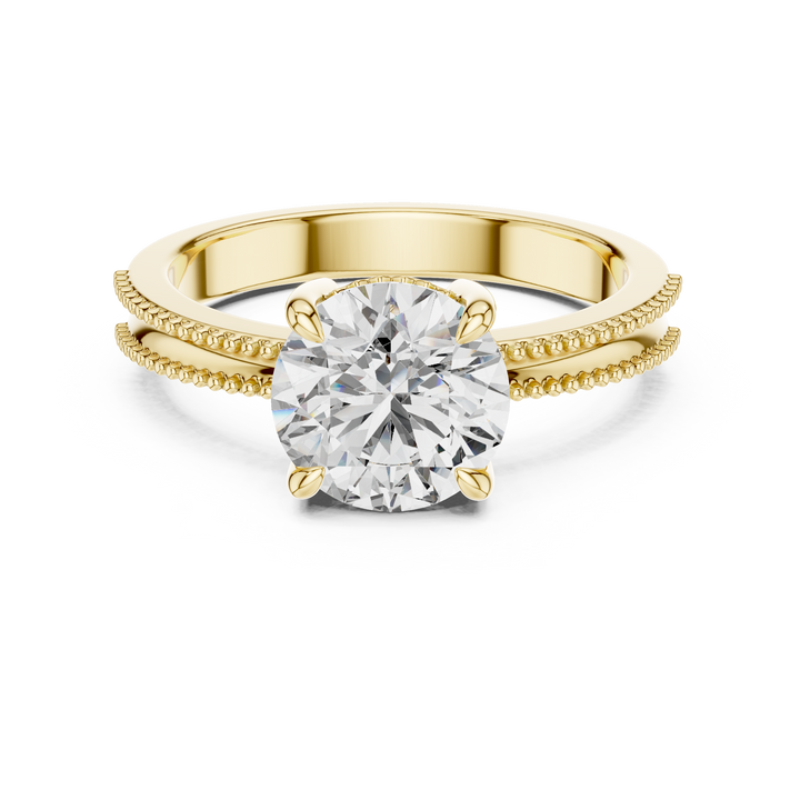 Classic Milgrain Edge 2.05 Carat Round Solitaire Diamond Ring