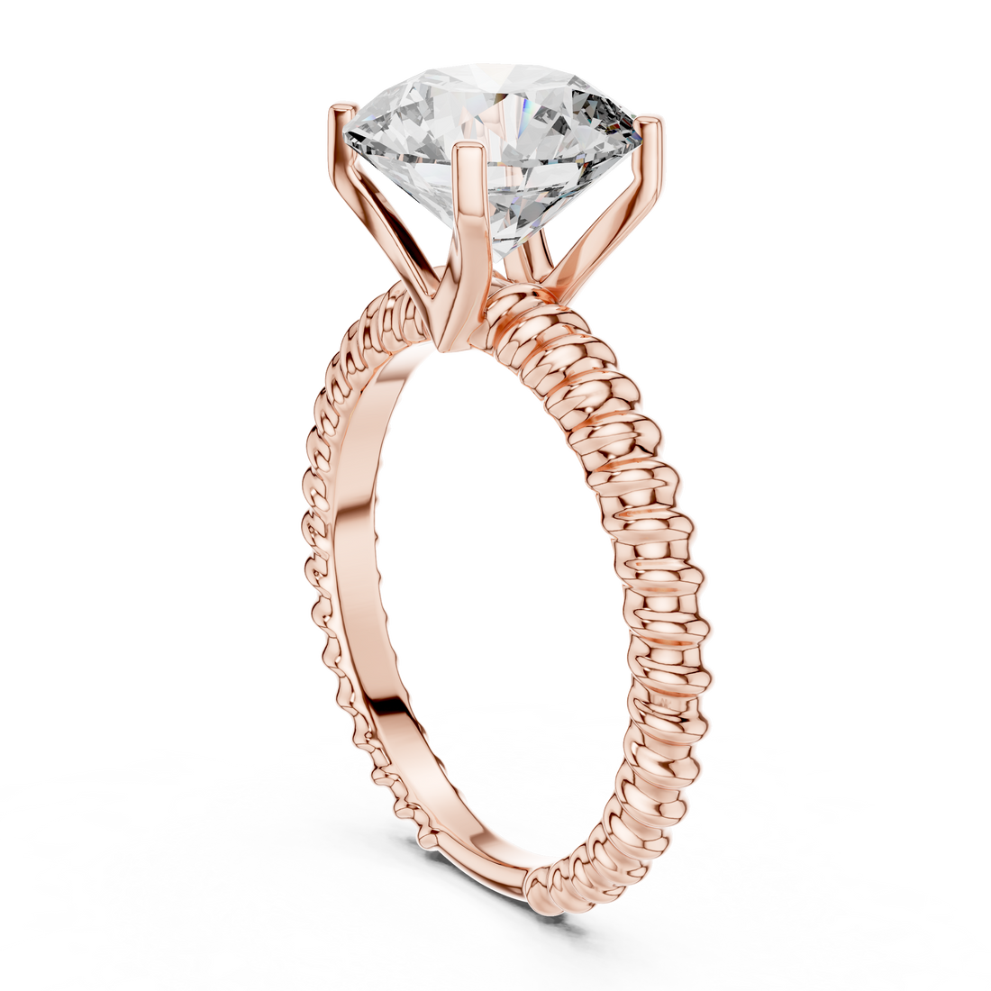 Twisted Rope Band 2.80 Carat Round Solitaire Diamond Ring