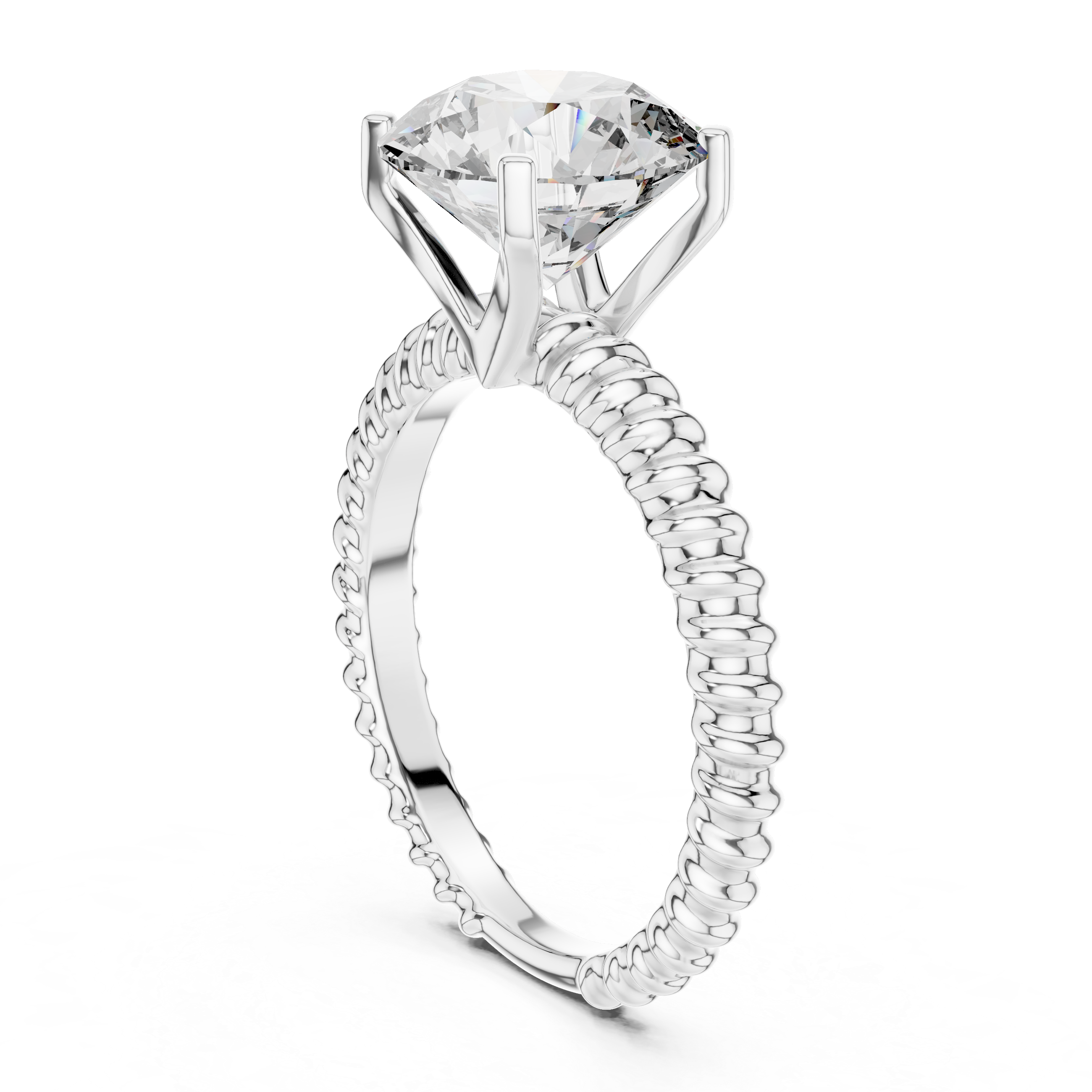 Twisted Rope Band 2.80 Carat Round Solitaire Diamond Ring