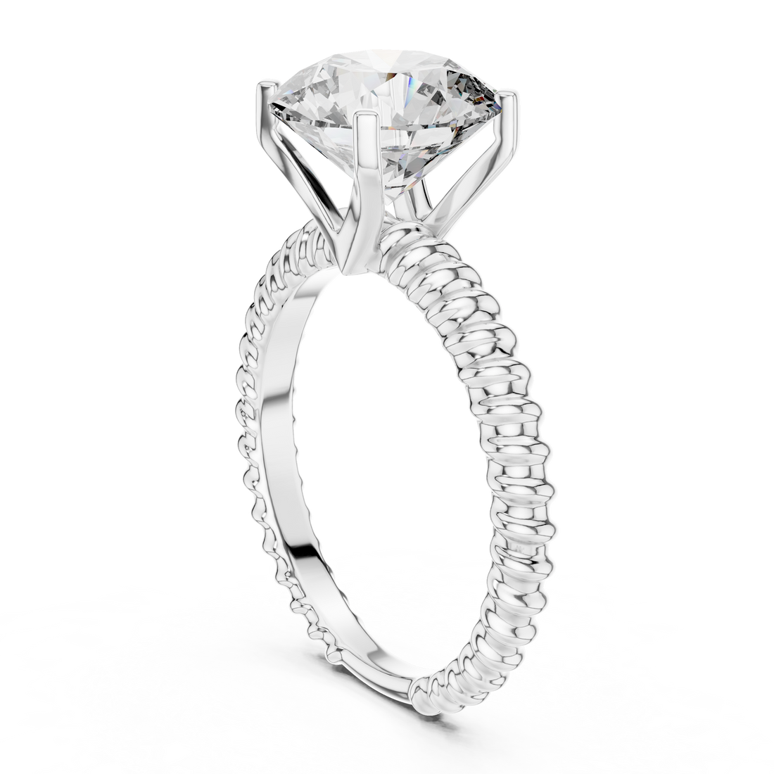 Twisted Rope Band 2.80 Carat Round Solitaire Diamond Ring