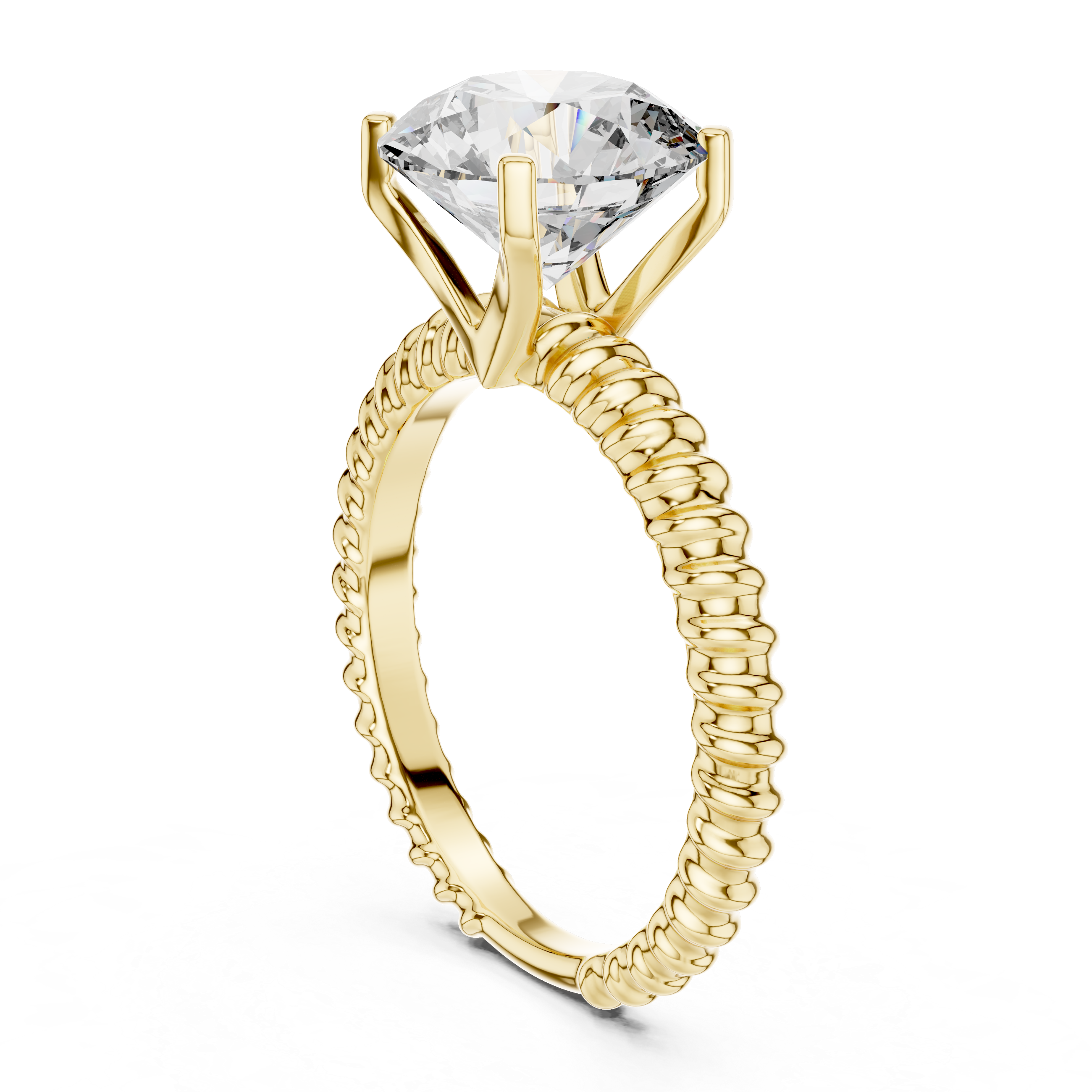 Twisted Rope Band 2.80 Carat Round Solitaire Diamond Ring