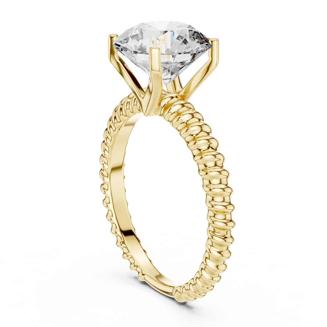 Twisted Rope Band 2.80 Carat Round Solitaire Diamond Ring
