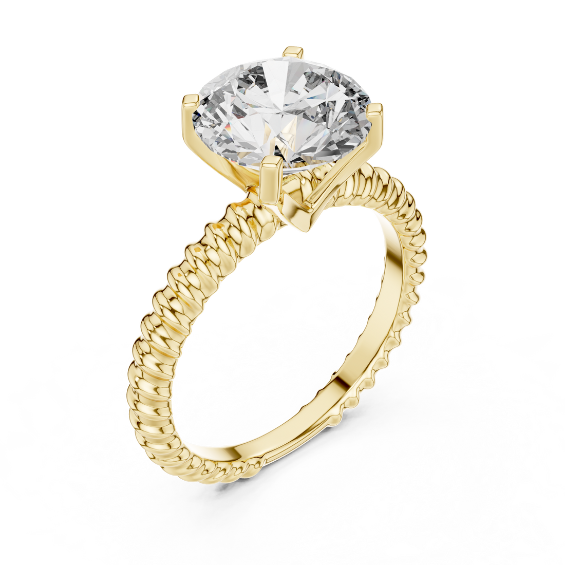Twisted Rope Band 2.80 Carat Round Solitaire Diamond Ring