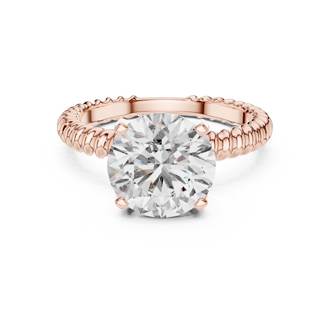 Twisted Rope Band 2.80 Carat Round Solitaire Diamond Ring