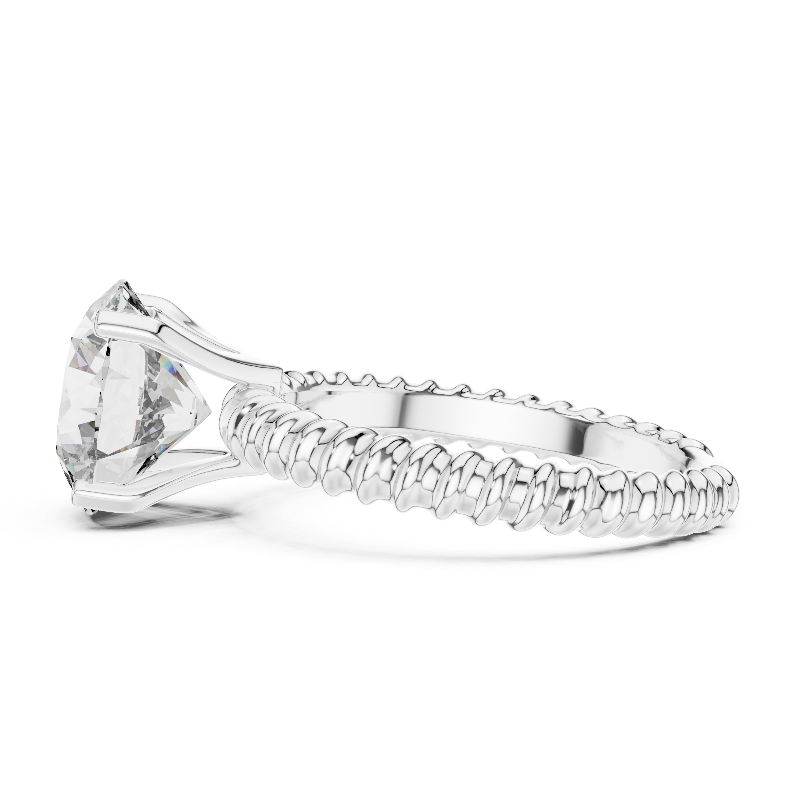 Twisted Rope Band 2.80 Carat Round Solitaire Diamond Ring