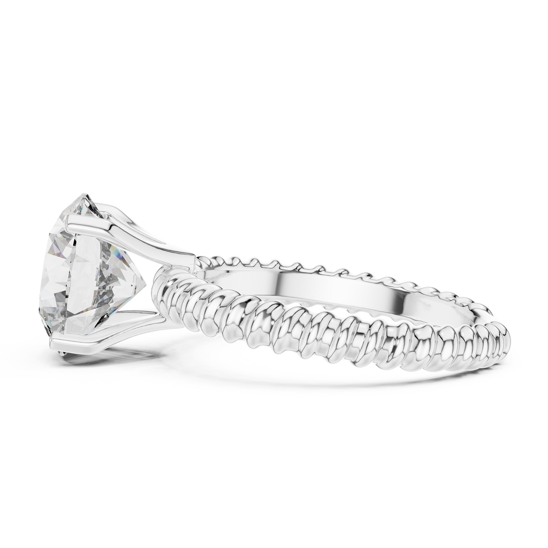 Twisted Rope Band 2.80 Carat Round Solitaire Diamond Ring