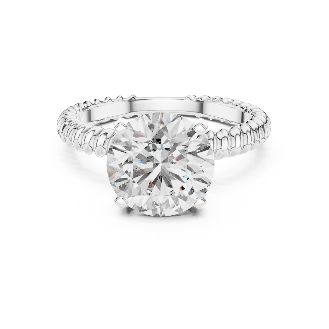 Twisted Rope Band 2.80 Carat Round Solitaire Diamond Ring