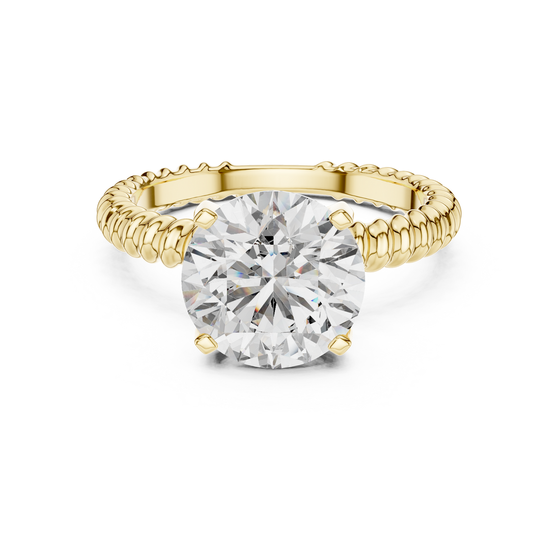 Twisted Rope Band 2.80 Carat Round Solitaire Diamond Ring