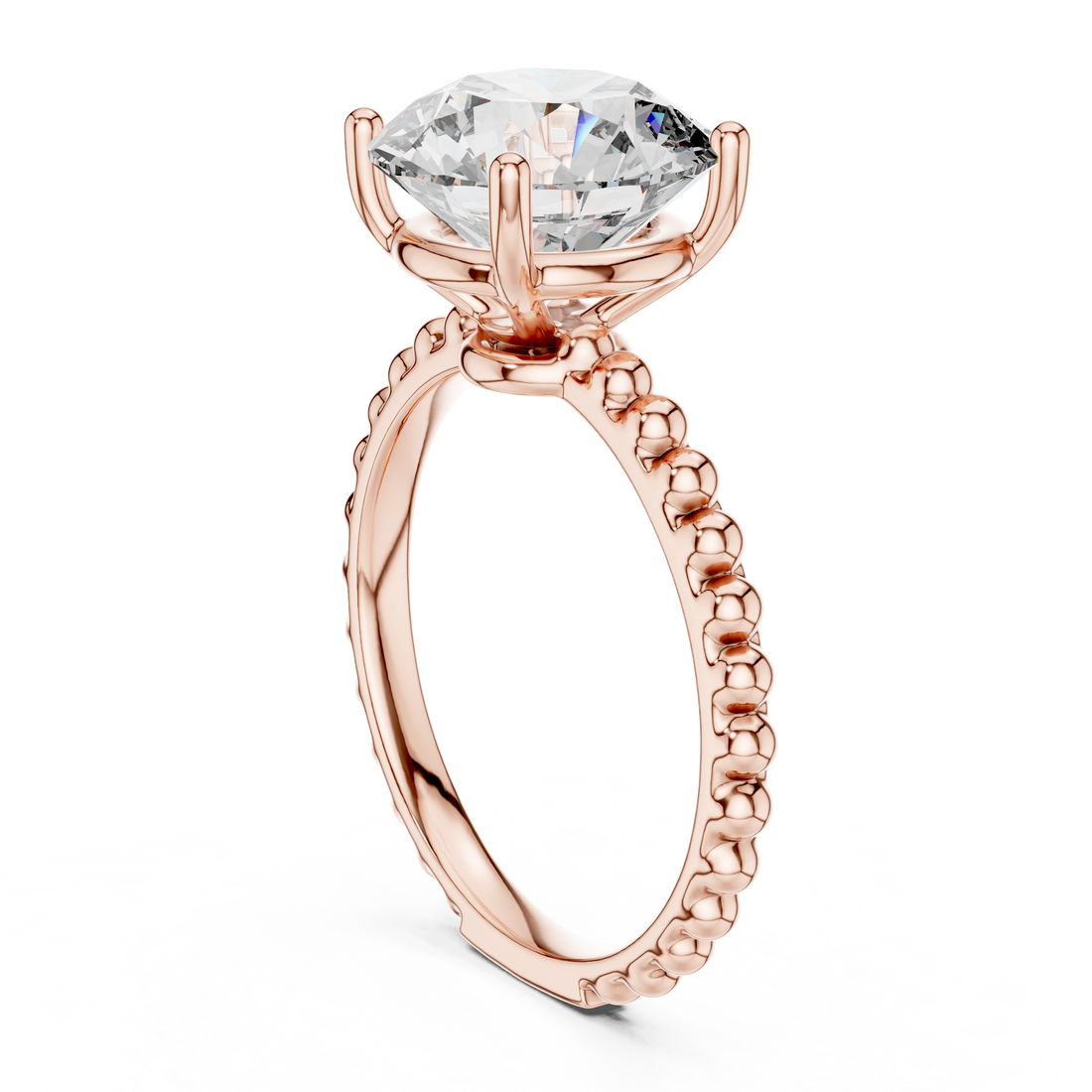 2.80 ct Round Solitaire Beaded Band Engagement Ring