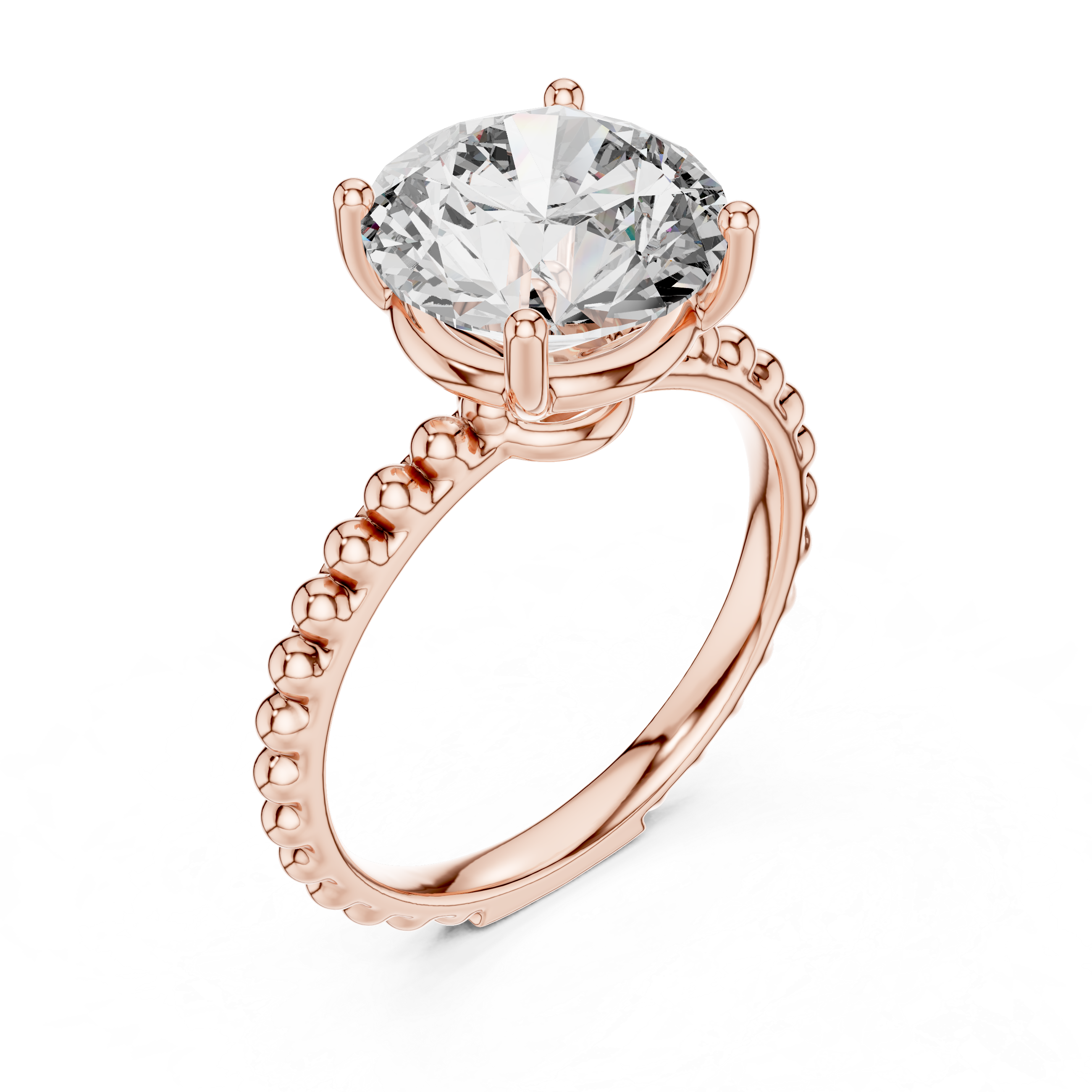 2.80 ct Round Solitaire Beaded Band Engagement Ring