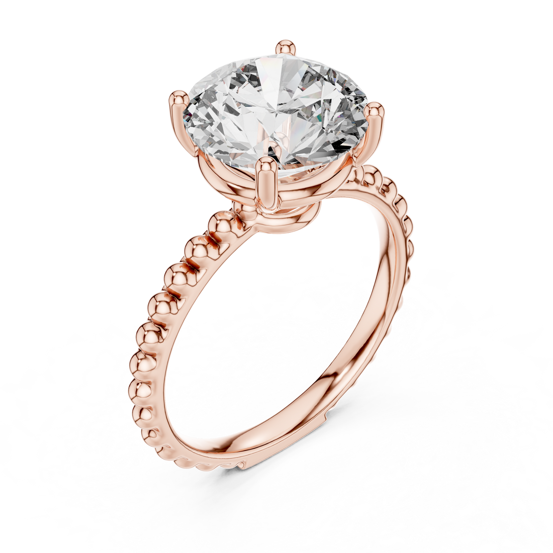 2.80 ct Round Solitaire Beaded Band Engagement Ring