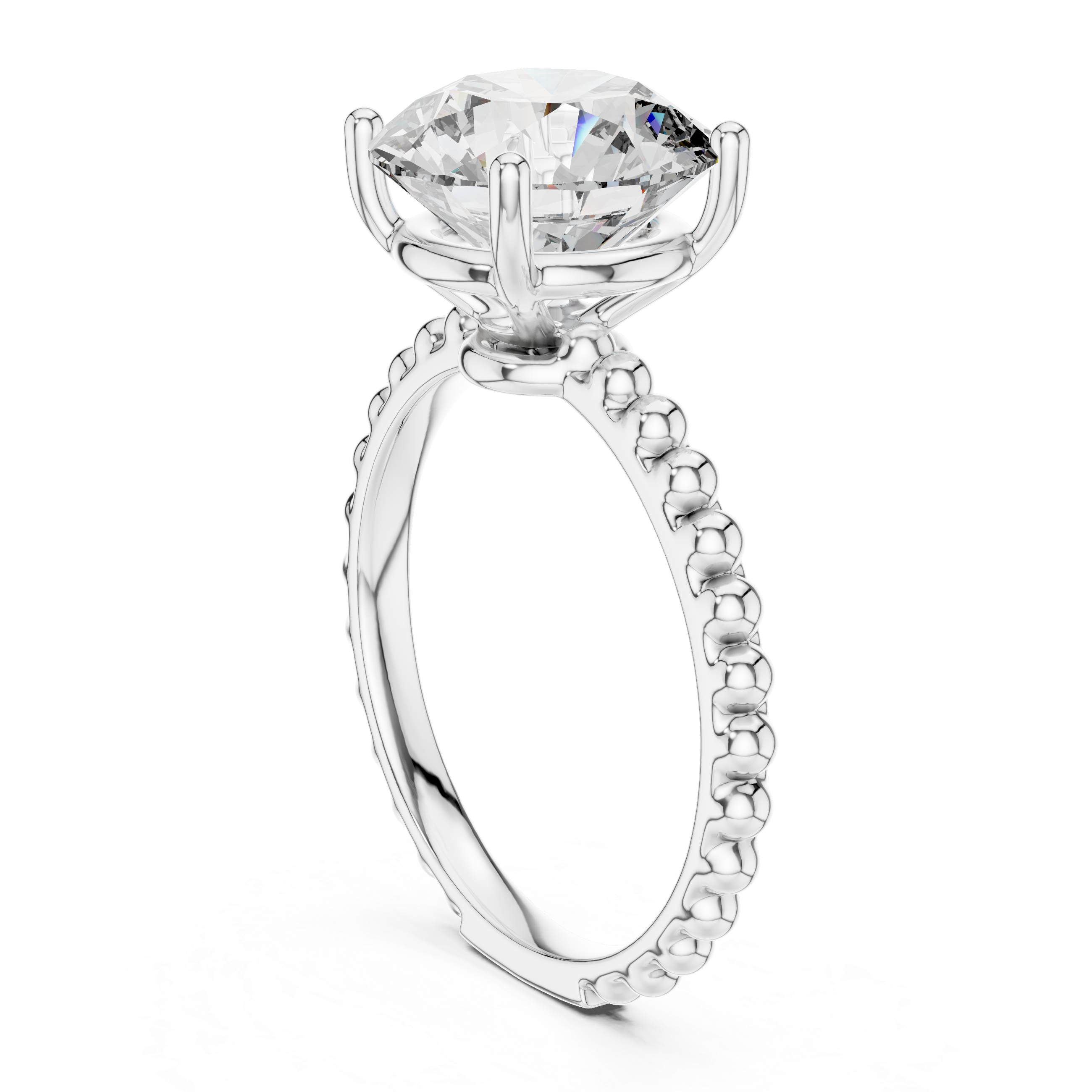 2.80 ct Round Solitaire Beaded Band Engagement Ring