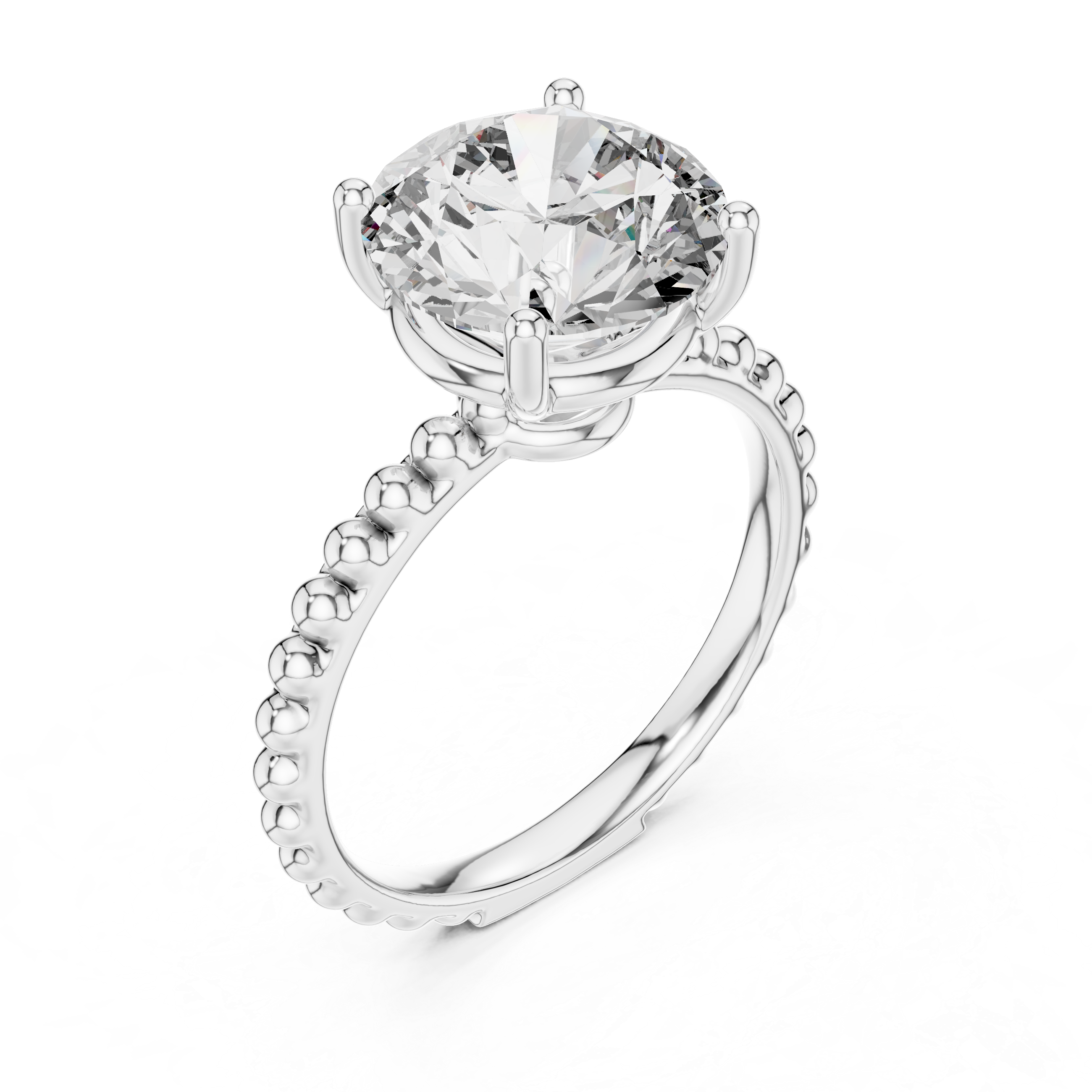 2.80 ct Round Solitaire Beaded Band Engagement Ring