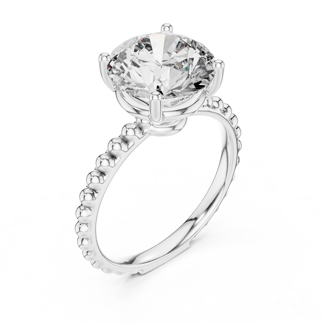 2.80 ct Round Solitaire Beaded Band Engagement Ring