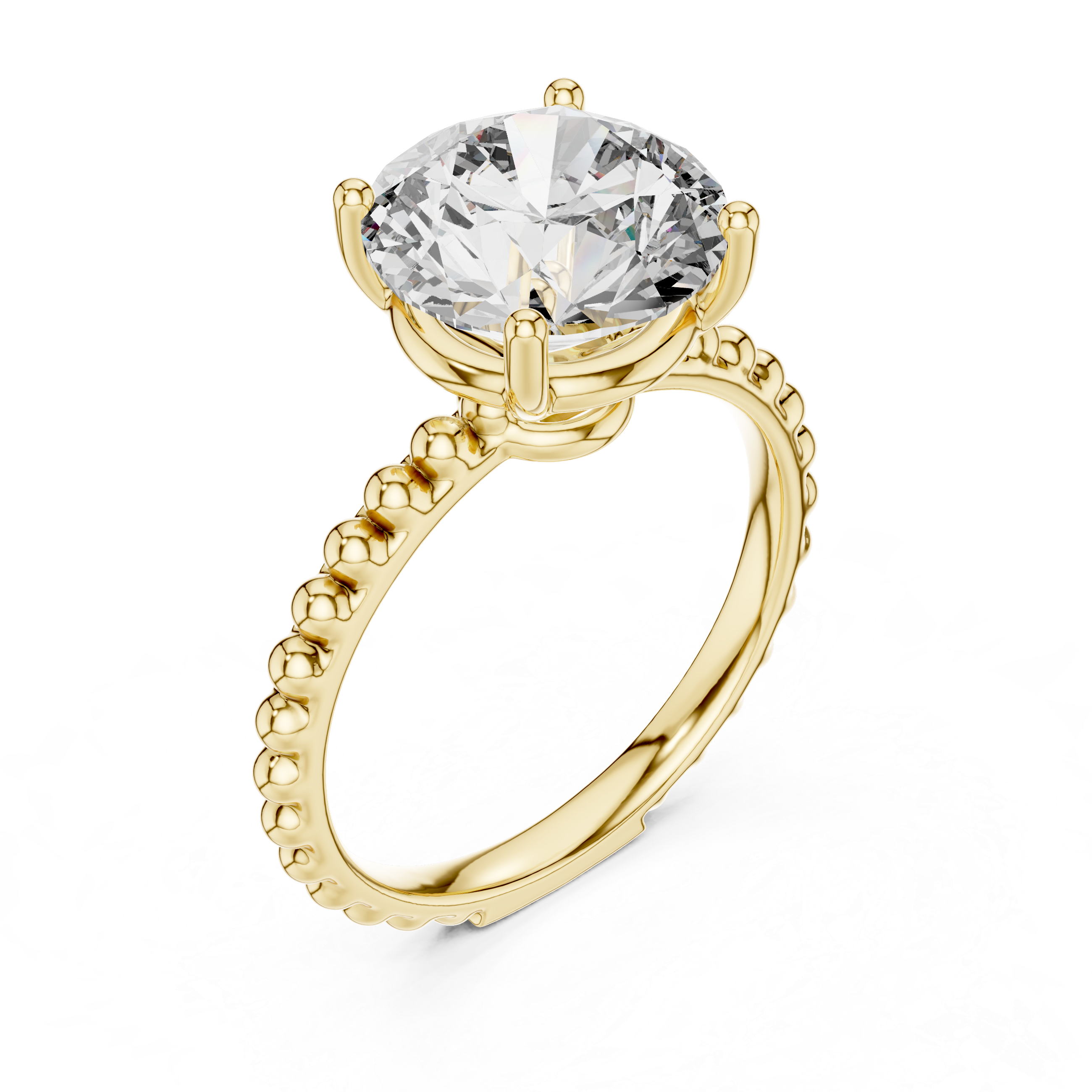 2.80 ct Round Solitaire Beaded Band Engagement Ring