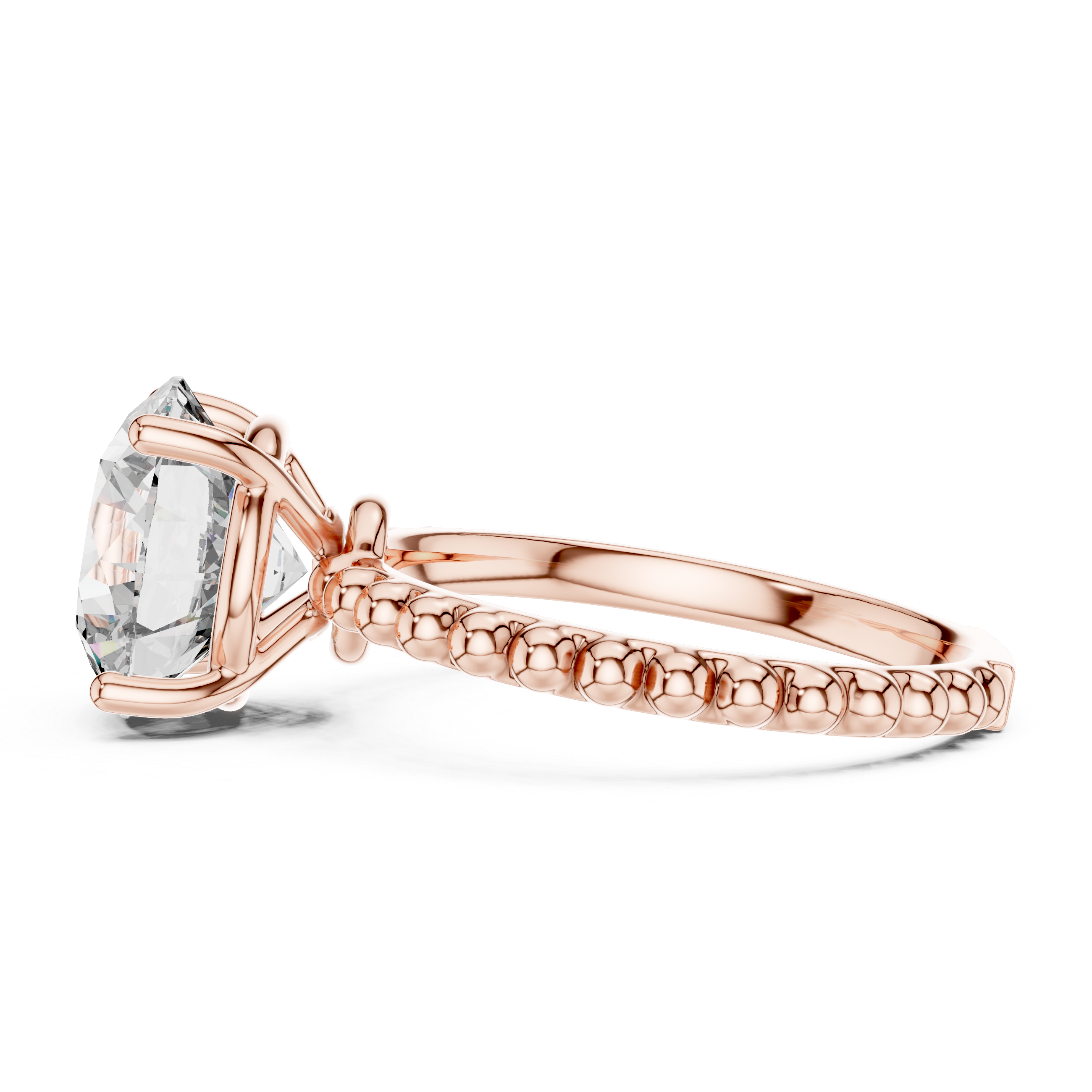 2.80 ct Round Solitaire Beaded Band Engagement Ring