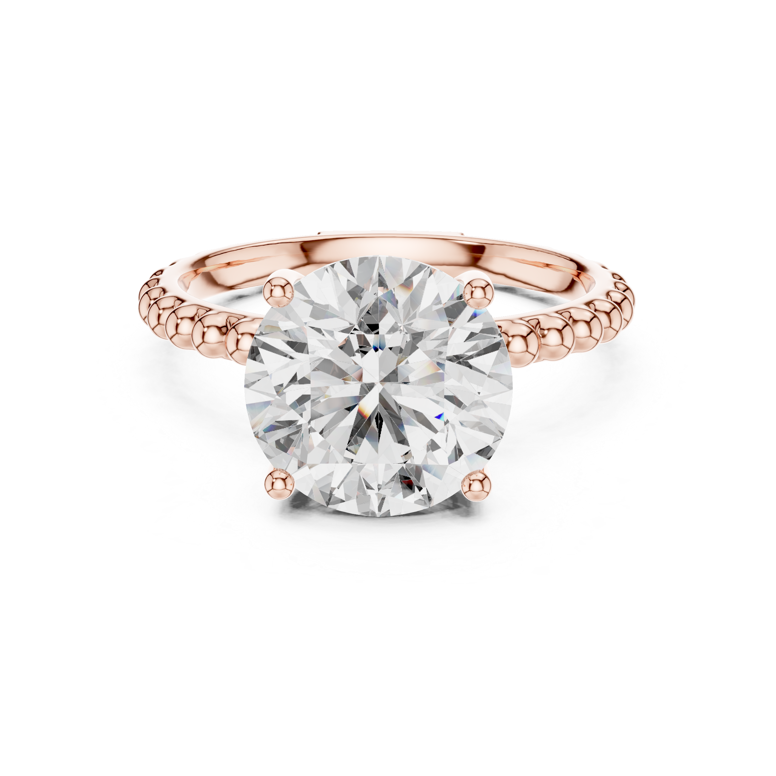 2.80 ct Round Solitaire Beaded Band Engagement Ring