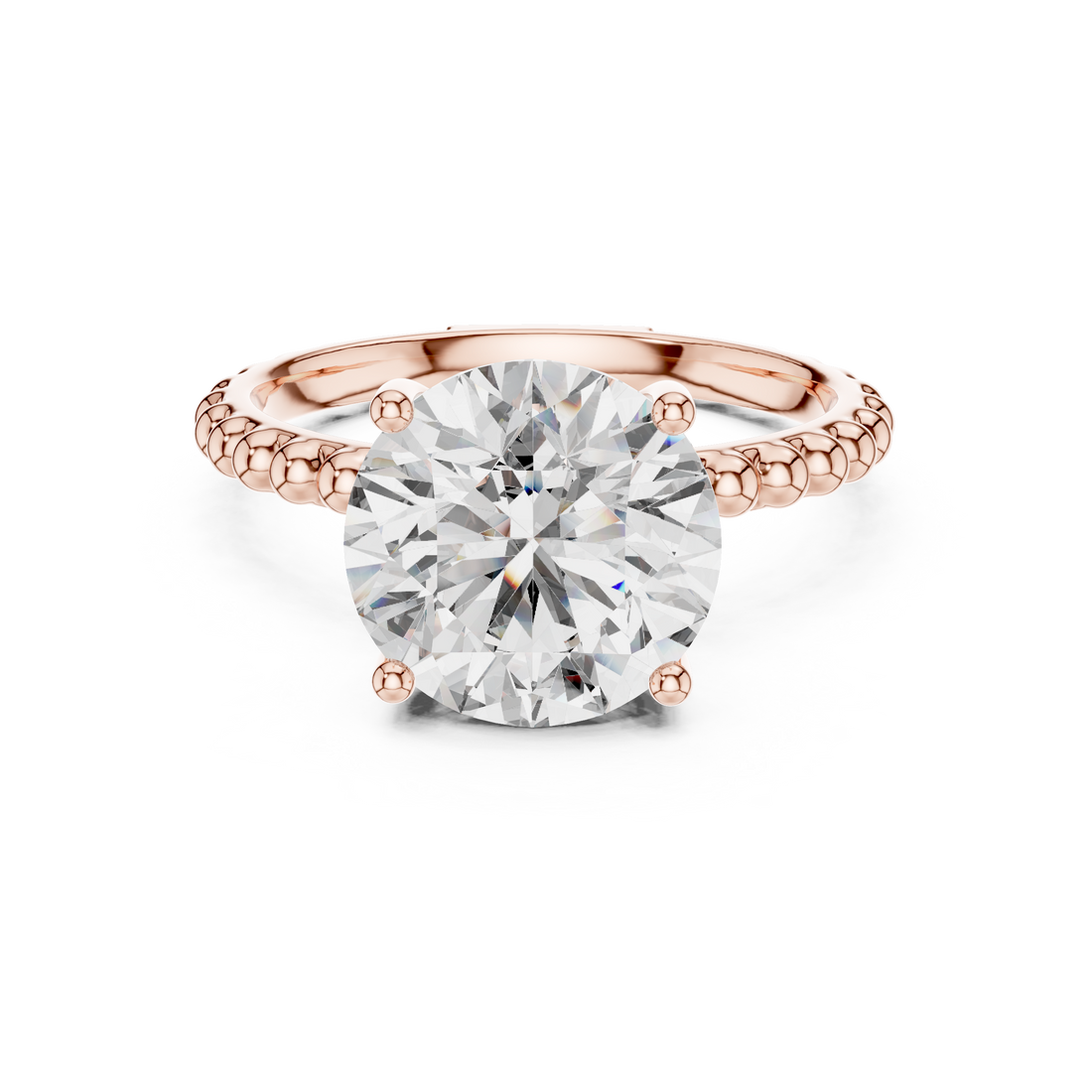 2.80 ct Round Solitaire Beaded Band Engagement Ring