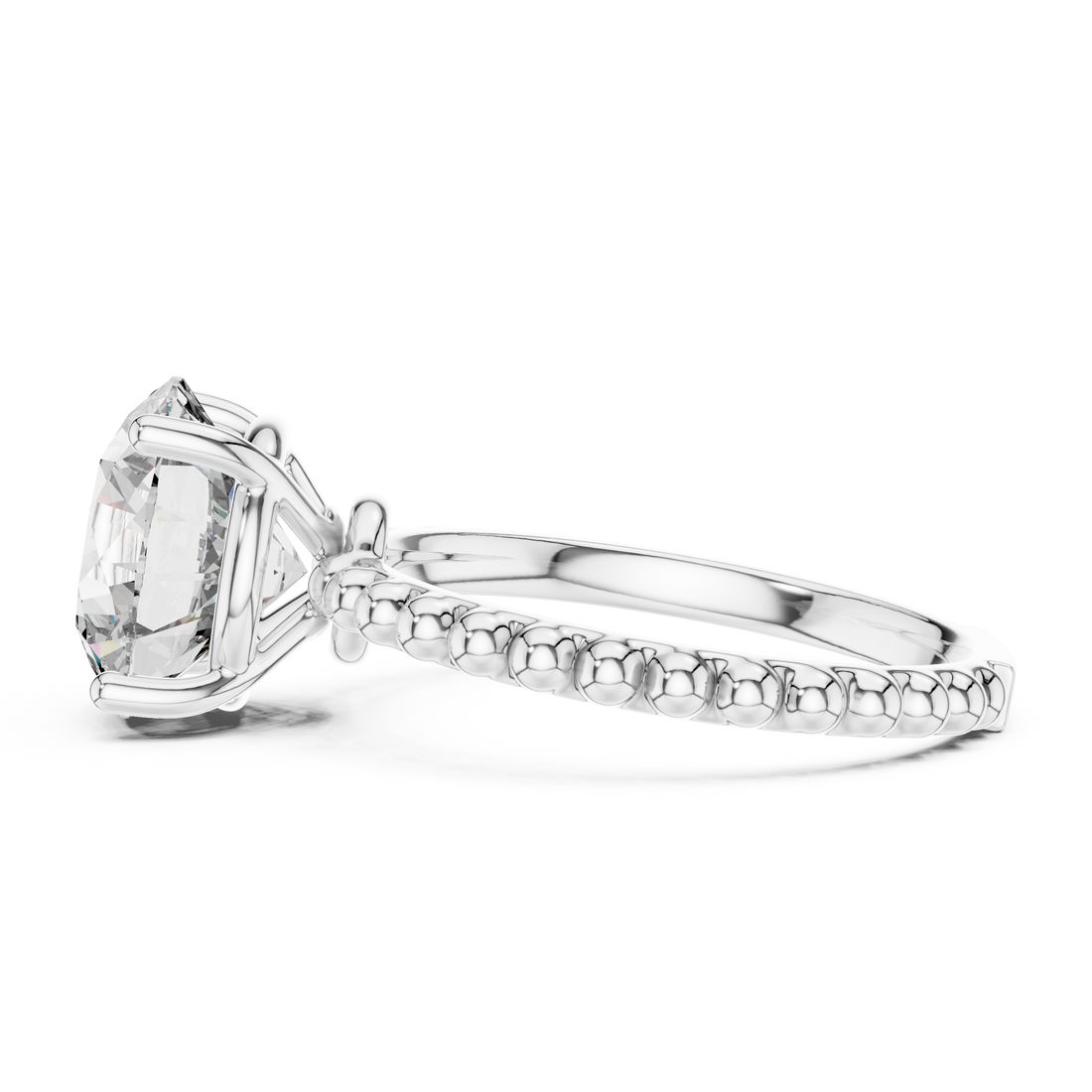 2.80 ct Round Solitaire Beaded Band Engagement Ring