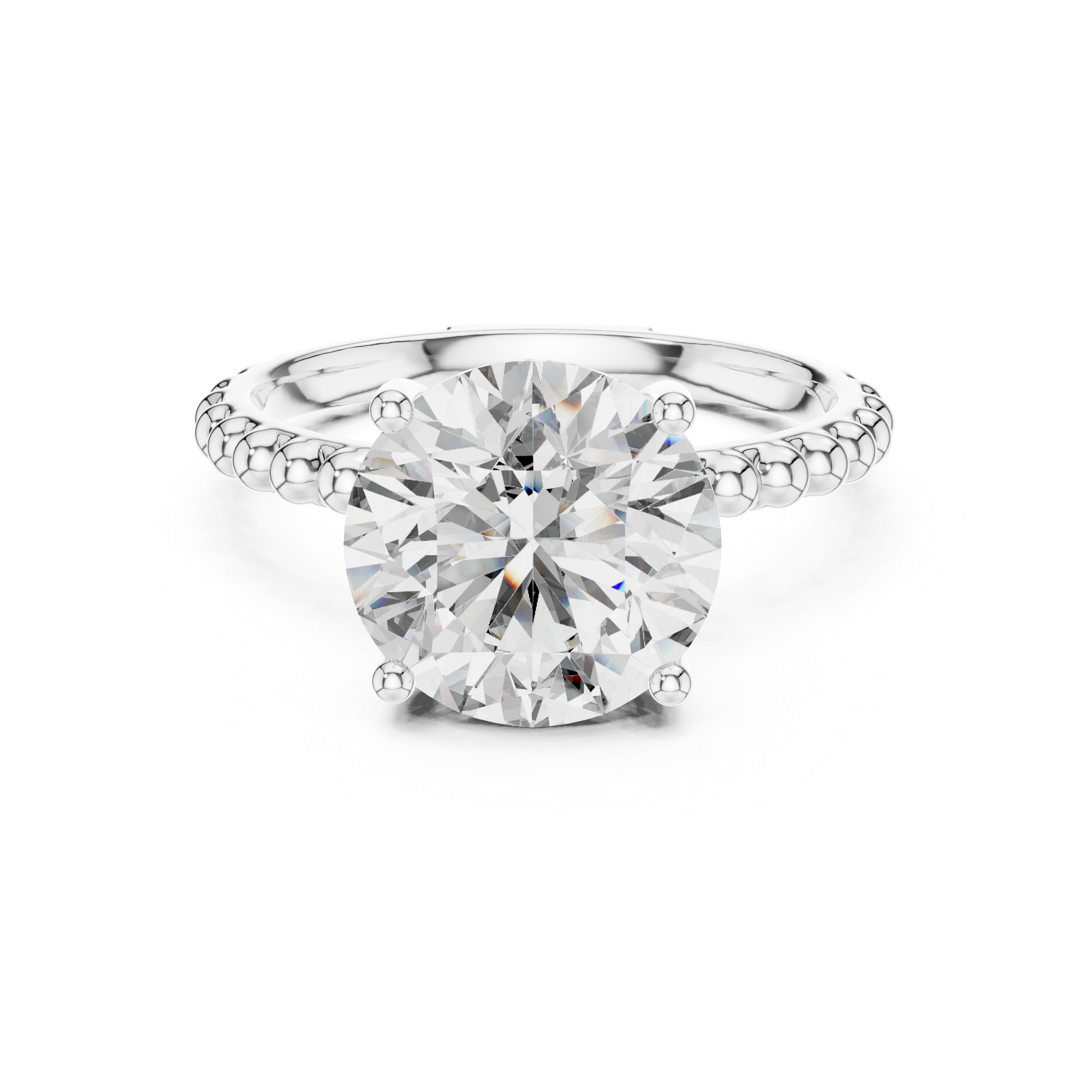 2.80 ct Round Solitaire Beaded Band Engagement Ring