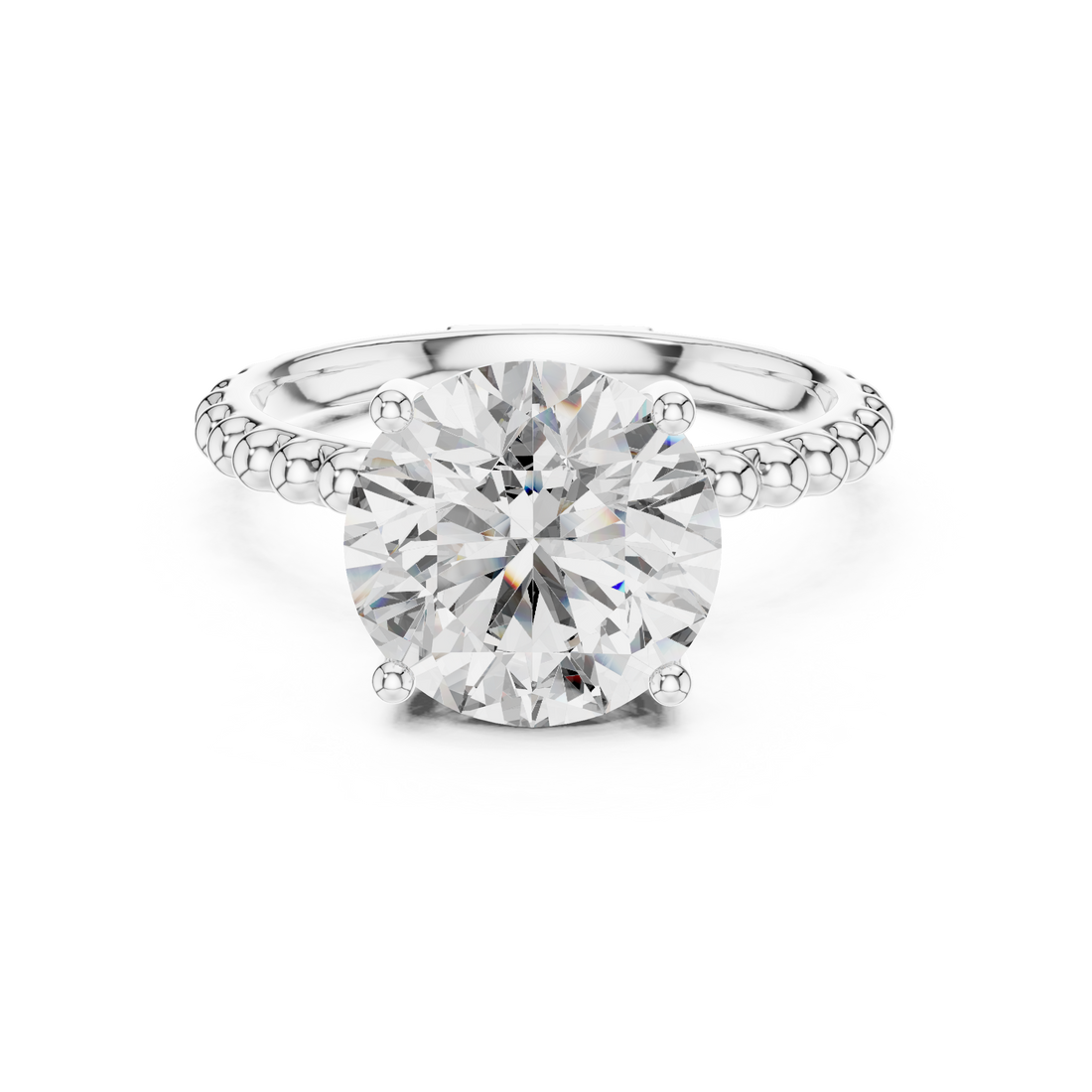 2.80 ct Round Solitaire Beaded Band Engagement Ring