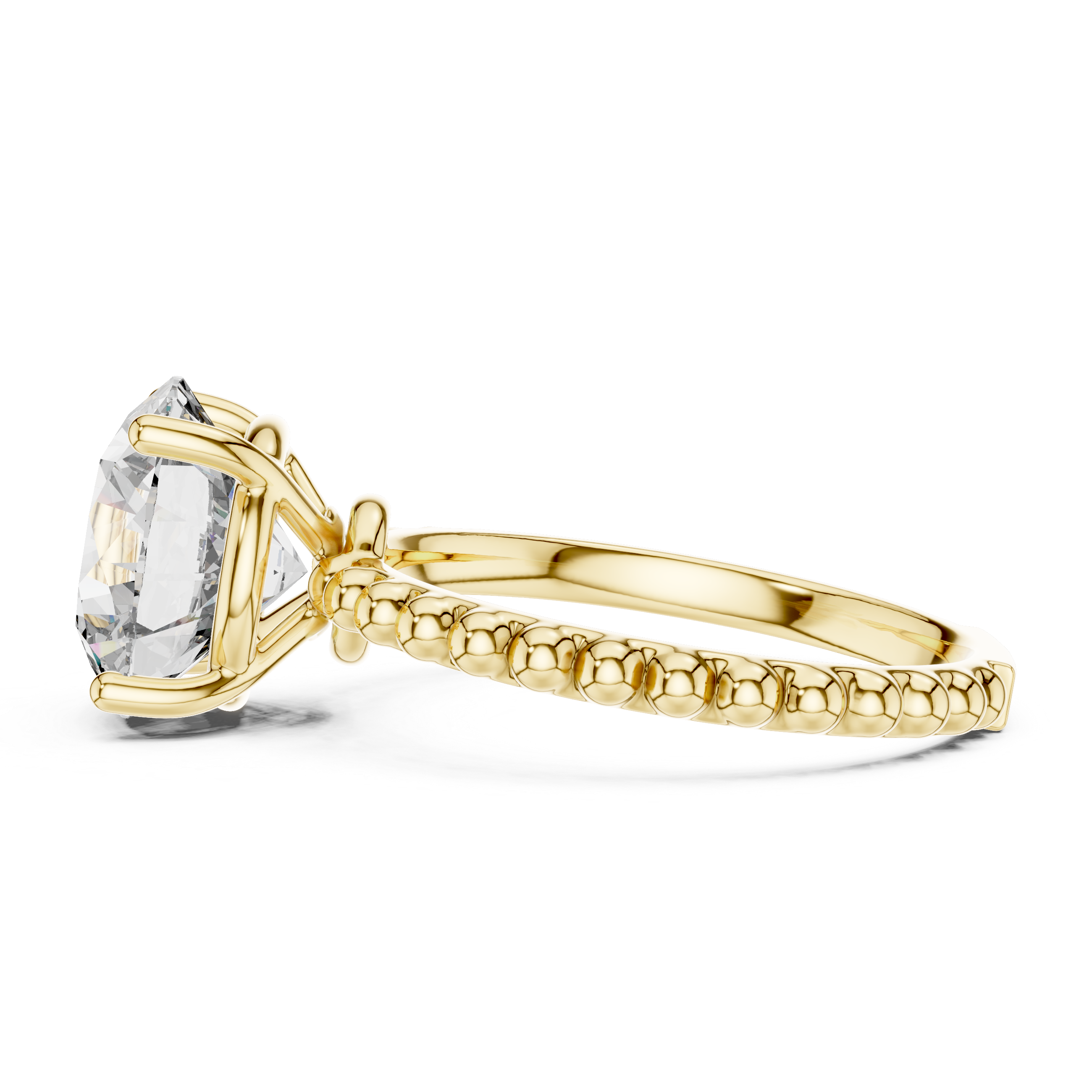 2.80 ct Round Solitaire Beaded Band Engagement Ring